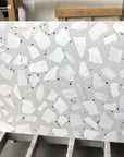 Handcrafted White Irregular Marble & Red Pebble Mosaic | ML-OT091 丨Mosaic Large Aggregate Terrazzo