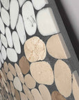 Elliptical White Yellow Marble Mosaic Panels | ML-OT060 丨Mosaic Large Aggregate Terrazzo