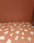 White marble terrazzo on the floor of the shopping mall public toilet