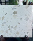 Man-made terrazzo panels with colored glass added to create stylish interior wall panels