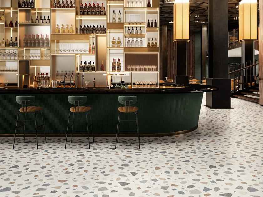 Villa floor, air conditioning, bathroom wall colored marble terrazzo