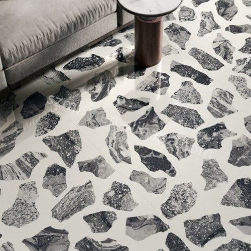Handcrafted Gray White Irregular Marble Aggregate Mosaic Panels | White ...