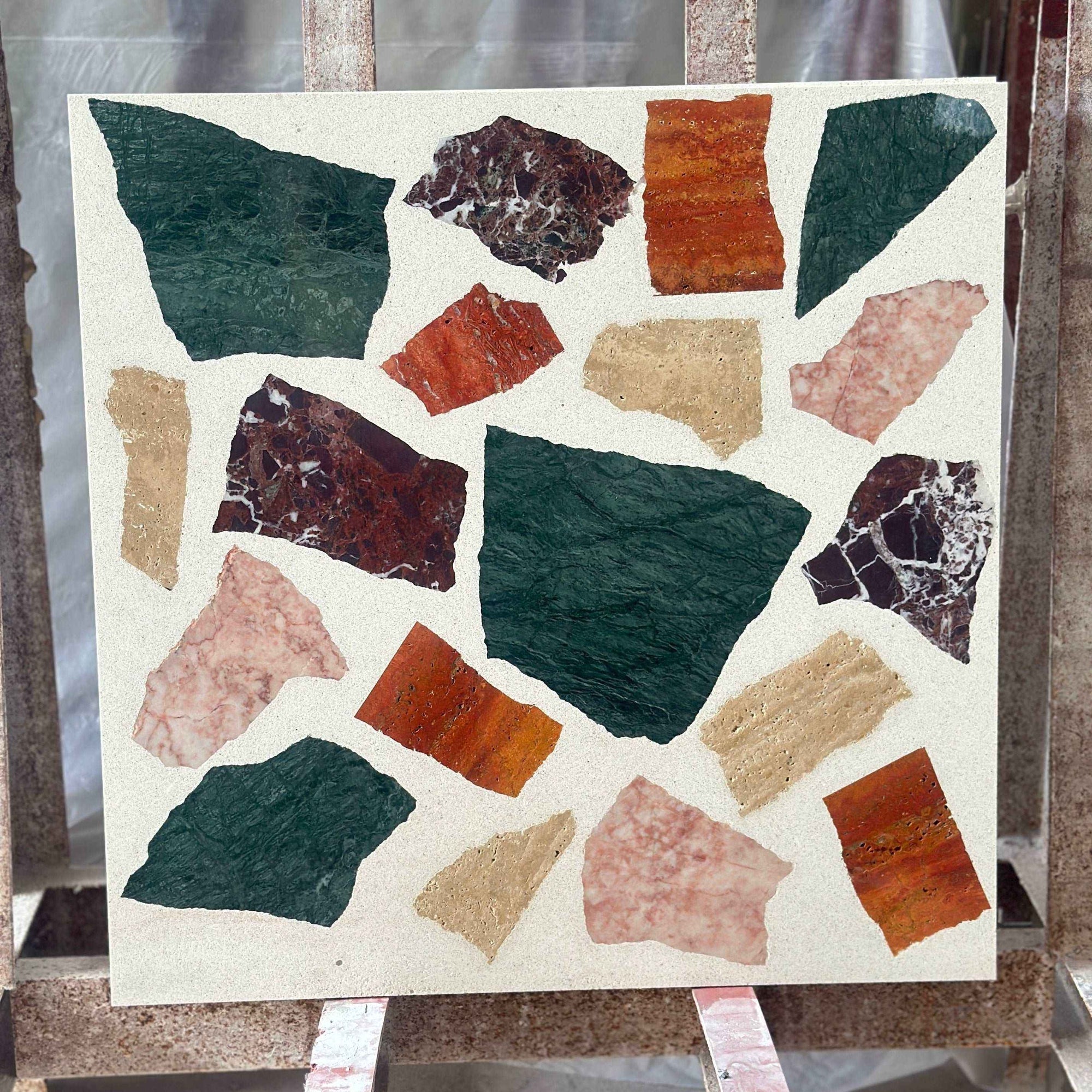 Colored marble terrazzo used for interior walls and floors