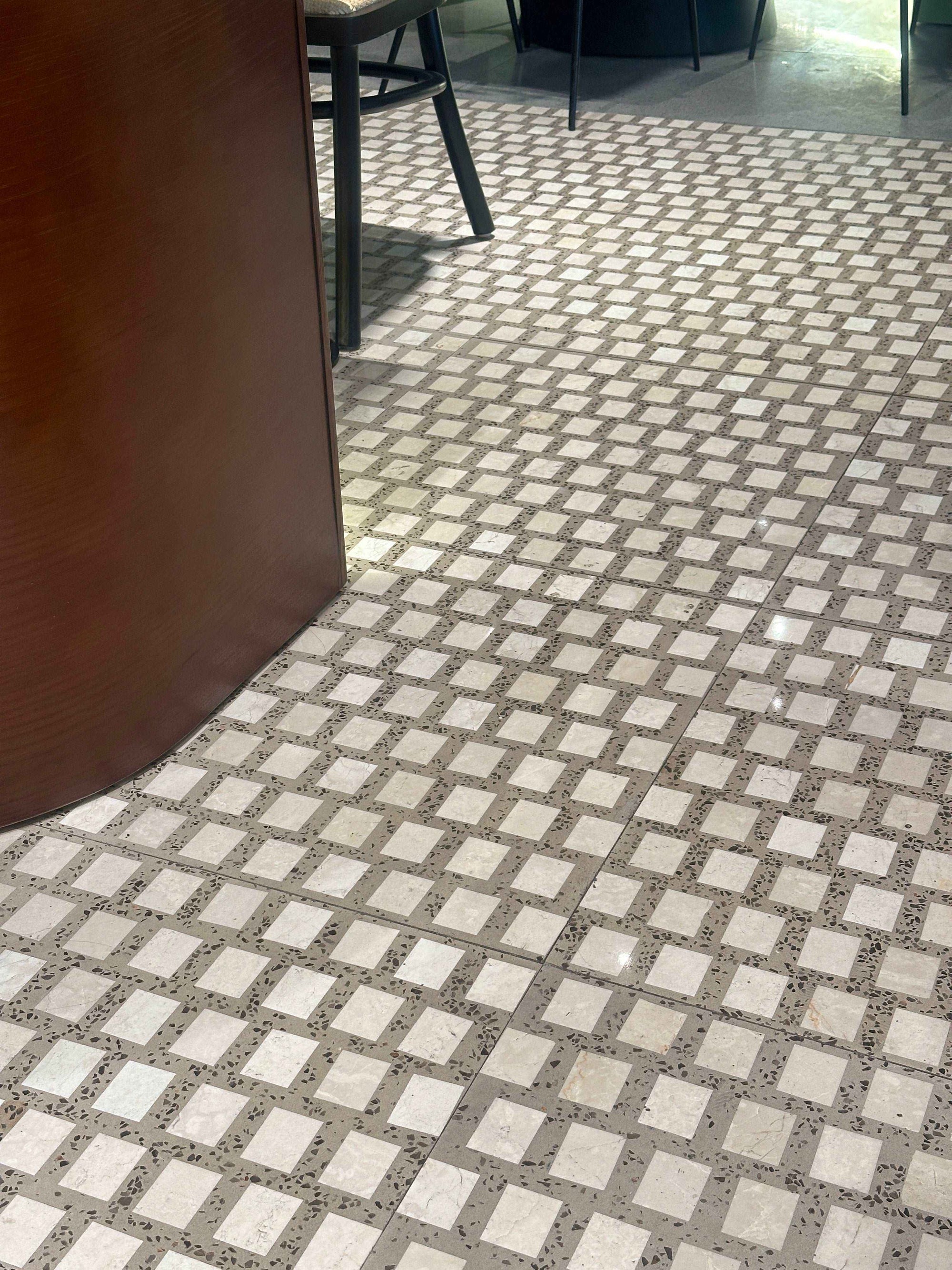 Regularly Arranged And Combined Coffee-colored Mosaic Terrazzo Floor Decorative Panels