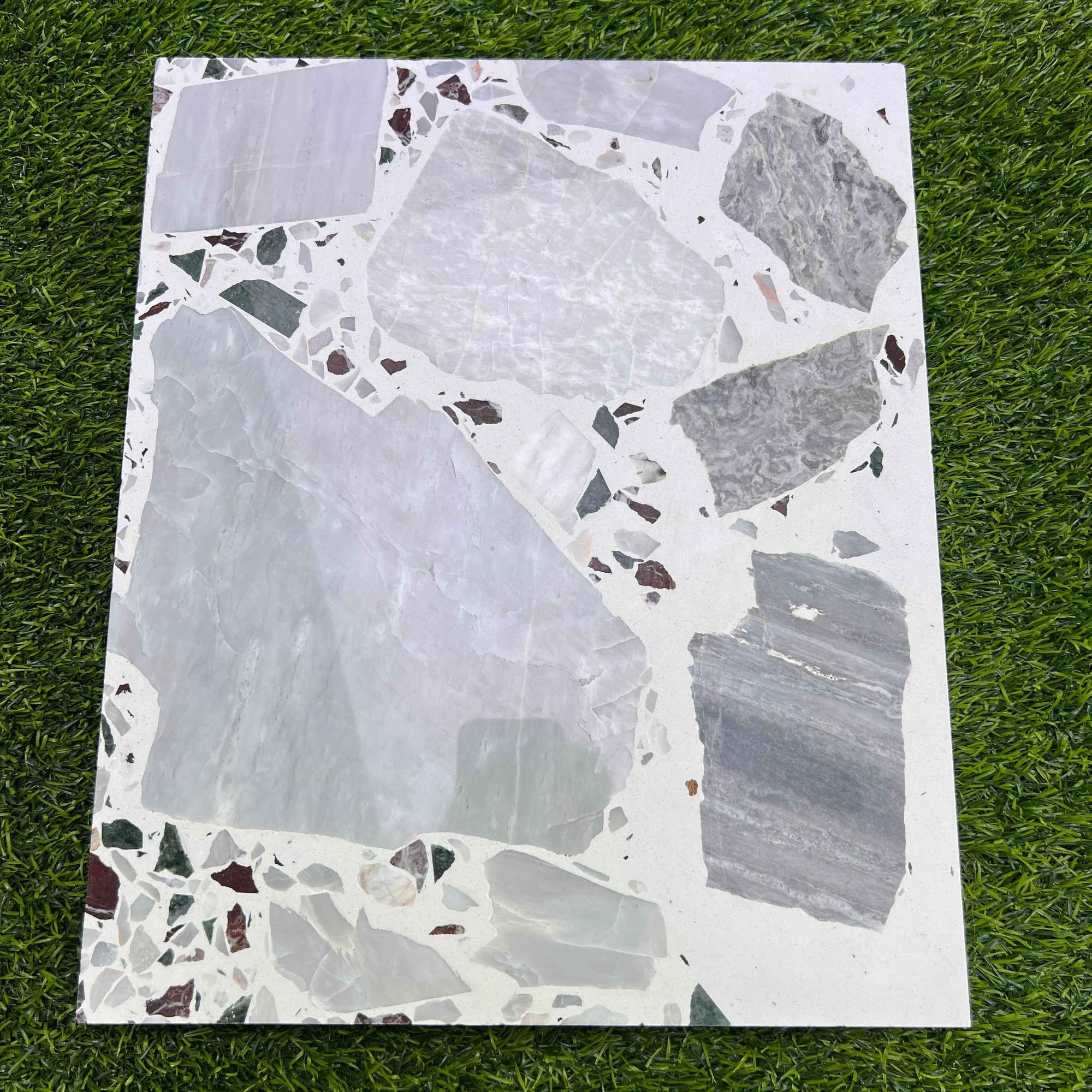 White gray irregular marble terrazzo