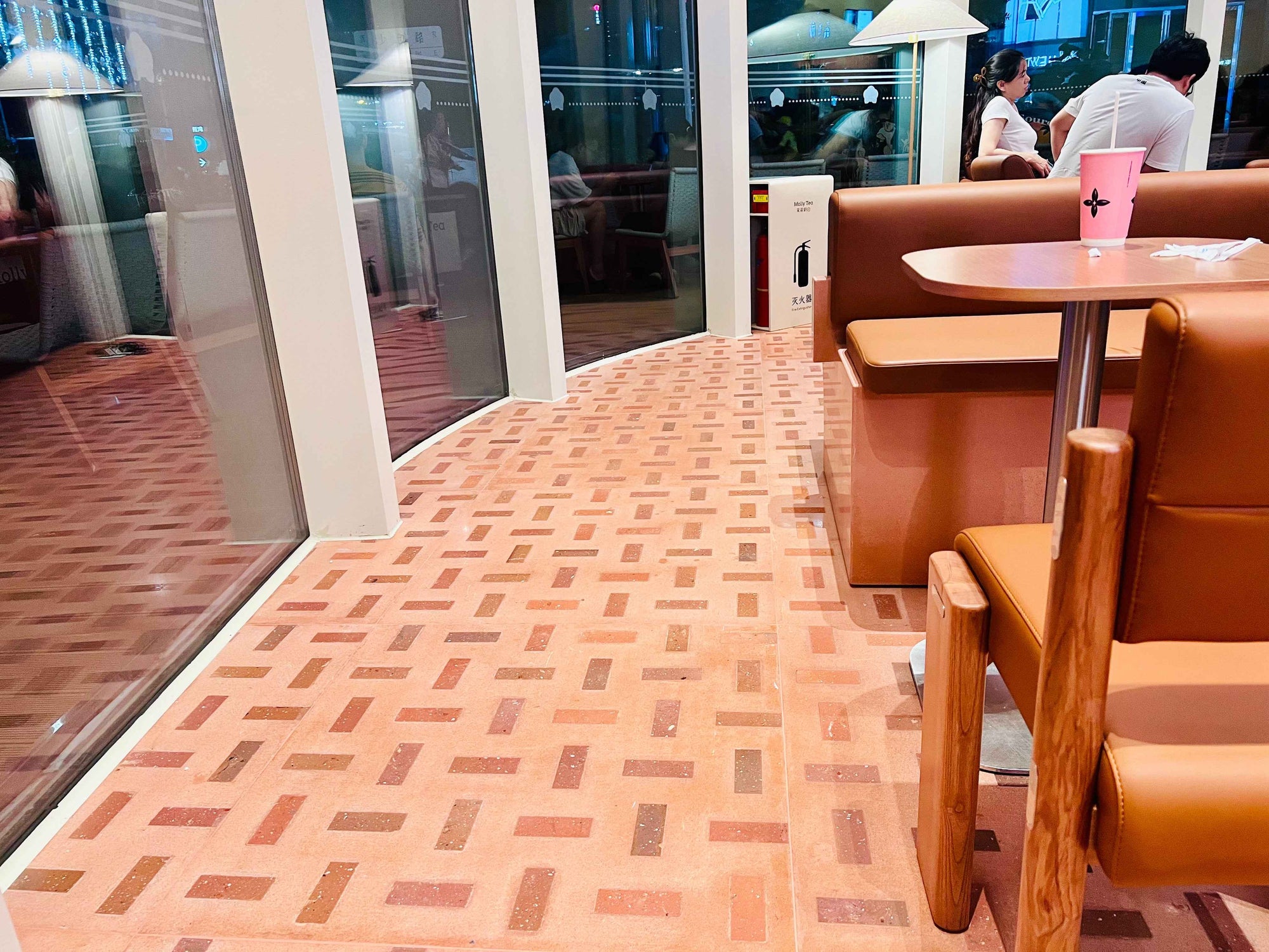 red brick terrazzo floor
