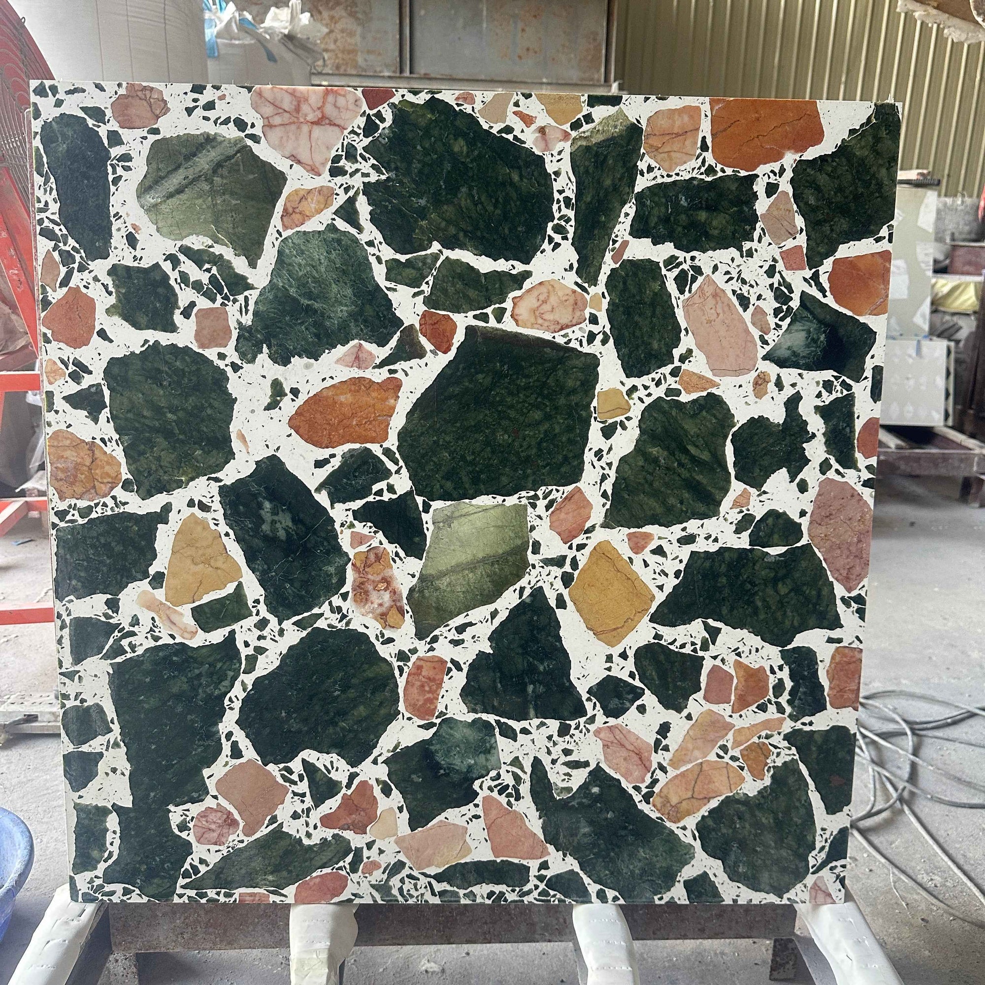 Handcrafted Green Yellow Irregular Marble Aggregate Panels | ML-OT081 丨Mosaic Large Aggregate Terrazzo