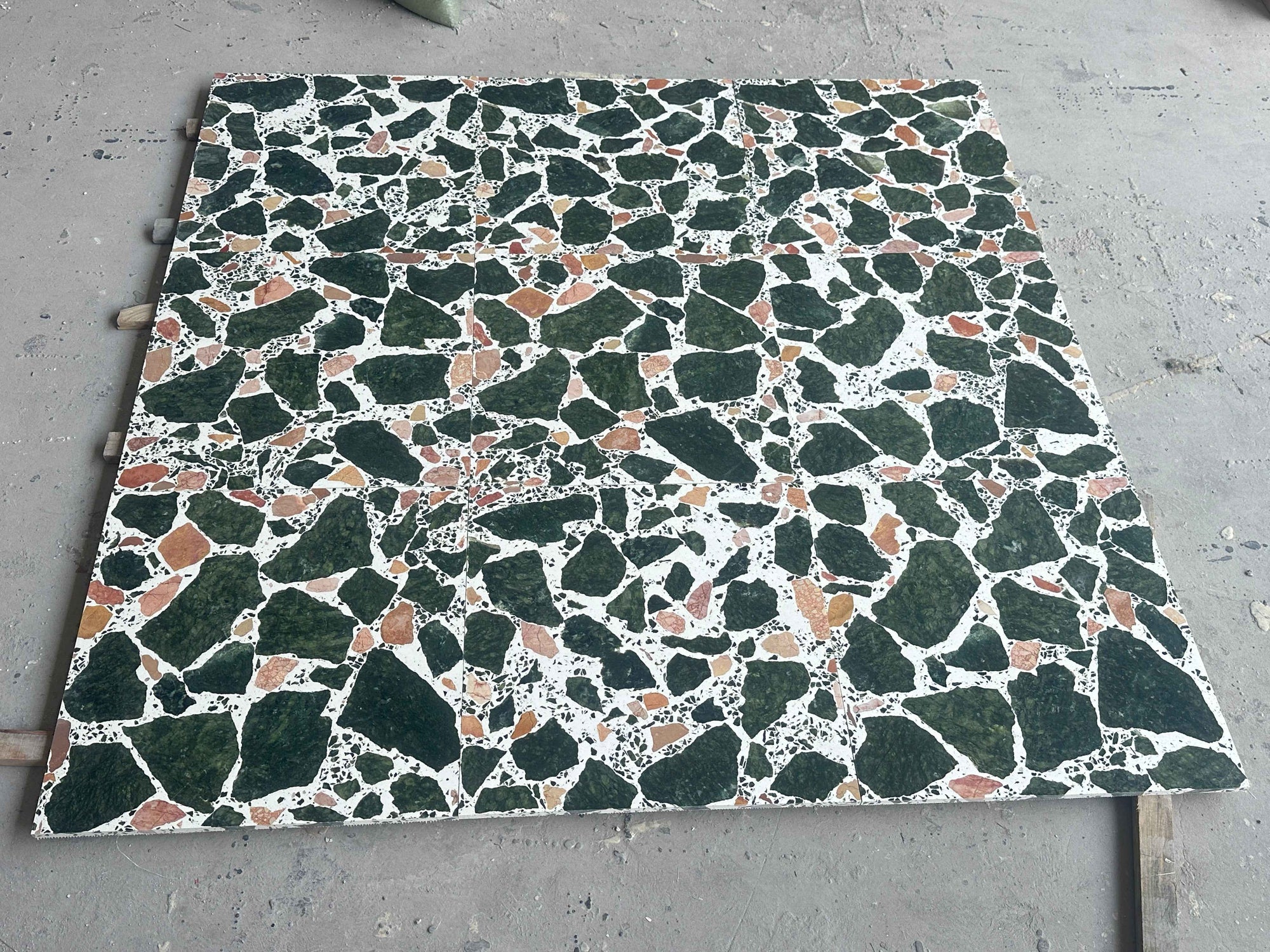 Handcrafted Green Yellow Irregular Marble Aggregate Panels | ML-OT081 丨Mosaic Large Aggregate Terrazzo