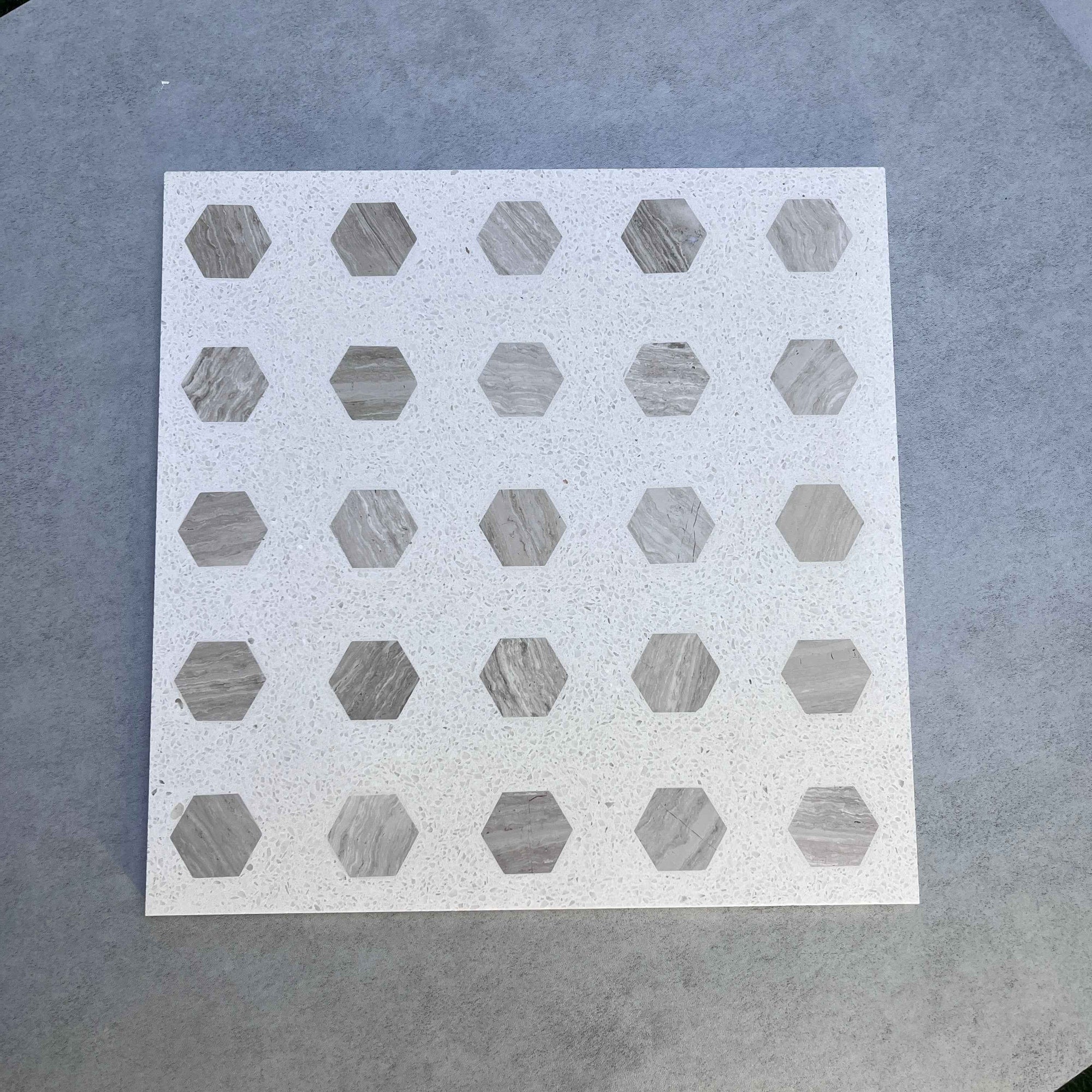 Hexagonal Woodgrain Marble Mosaic Panels | ML-OT056 丨Mosaic Large Aggregate Terrazzo