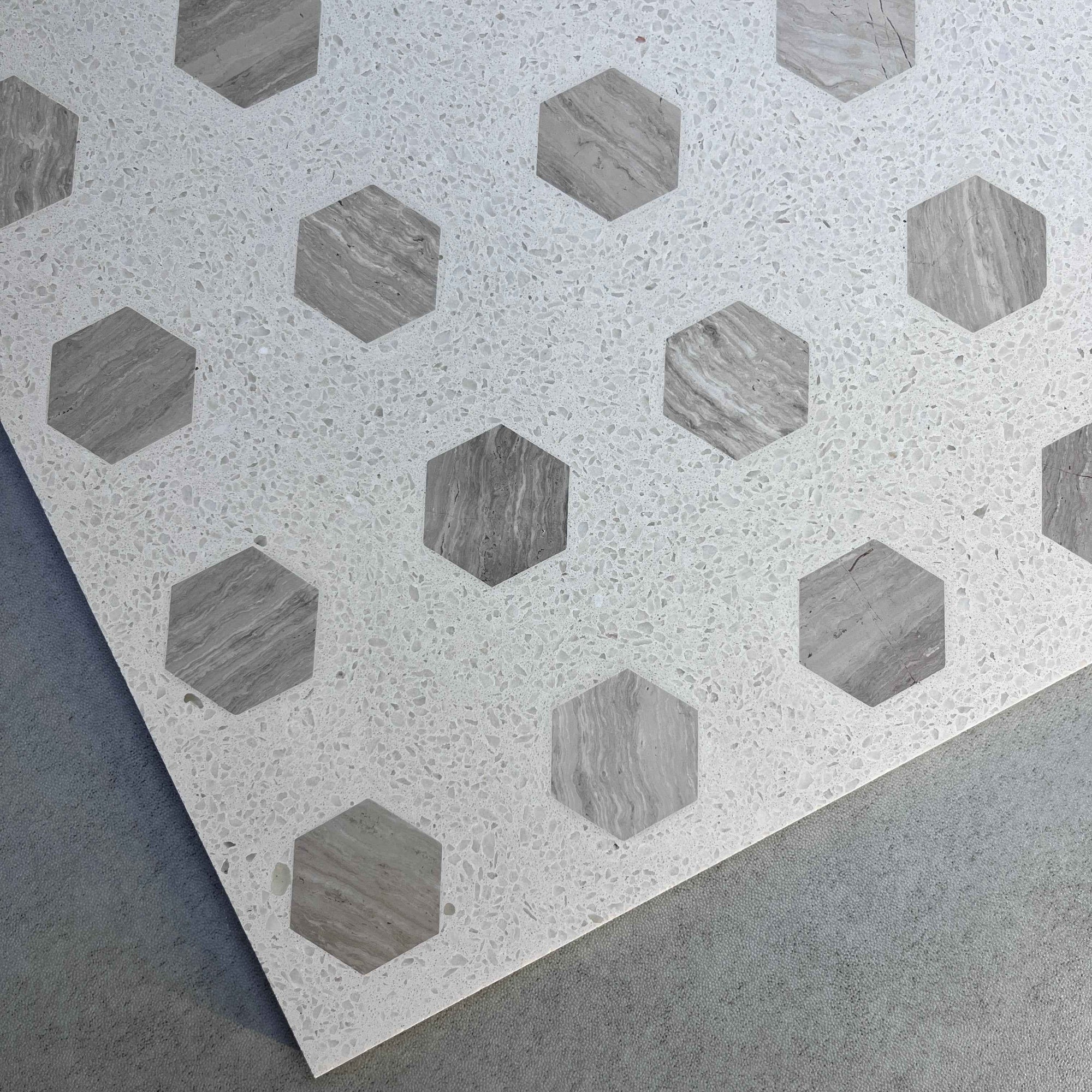 Hexagonal Woodgrain Marble Mosaic Panels | ML-OT056 丨Mosaic Large Aggregate Terrazzo
