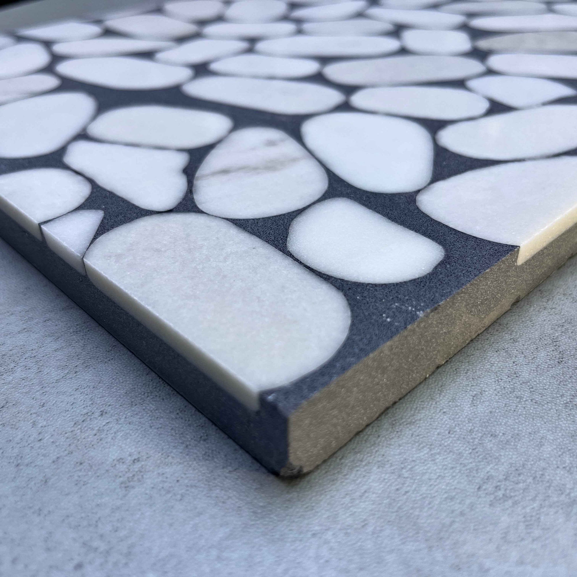 Elliptical White Marble Mosaic Panels | ML-OT055 丨Mosaic Large Aggregate Terrazzo