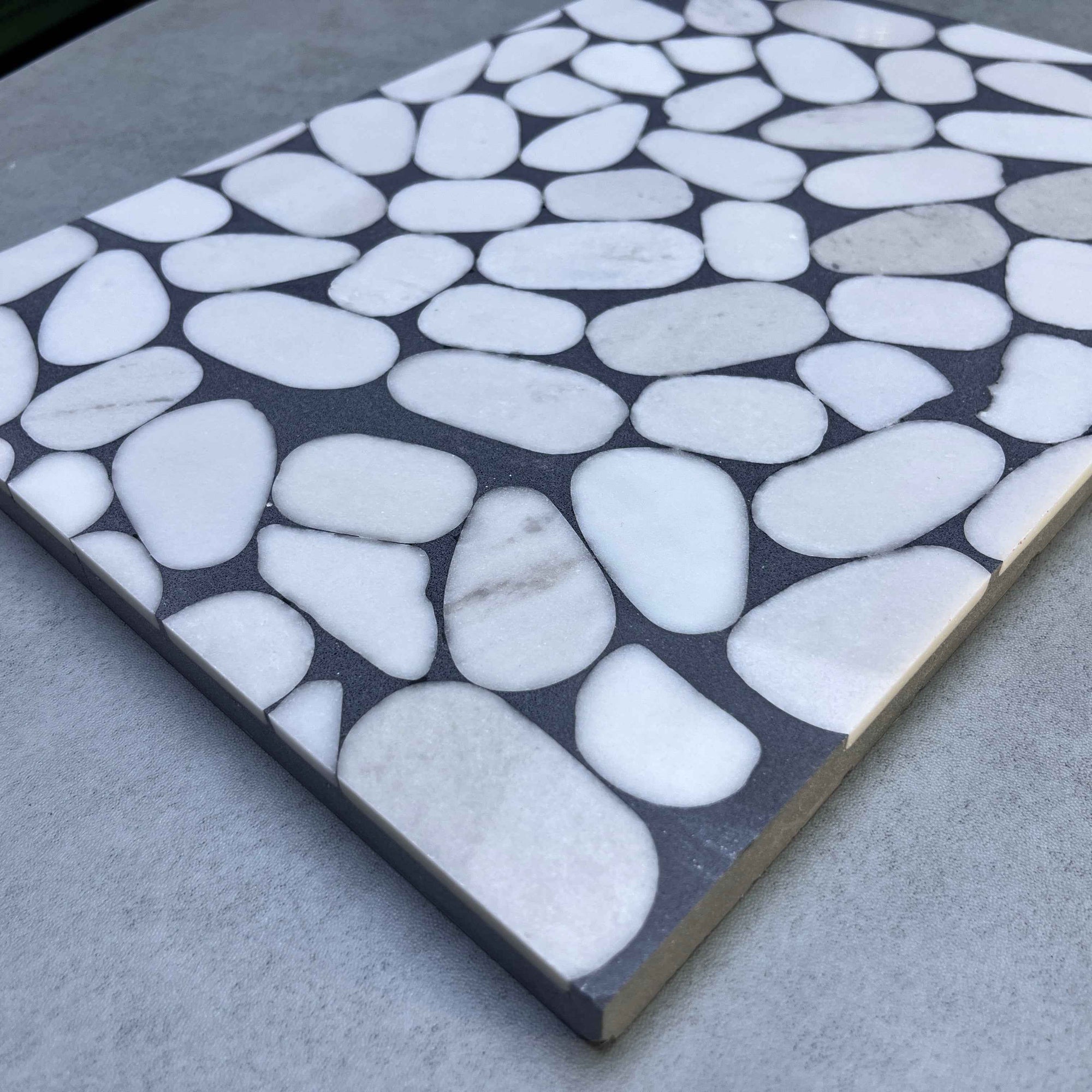 Elliptical White Marble Mosaic Panels | ML-OT055 丨Mosaic Large Aggregate Terrazzo