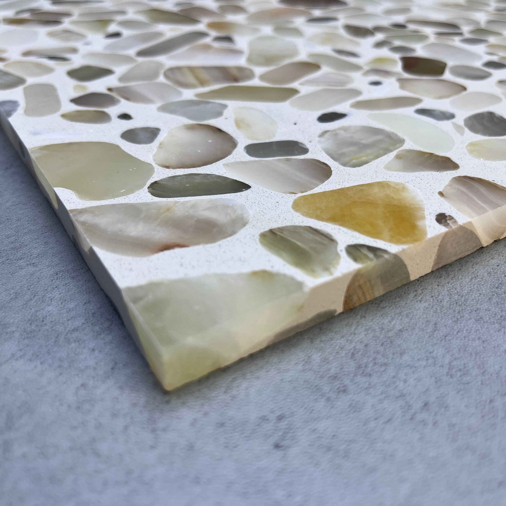 Warm Translucent Jade Mosaic Panels | ML-OT057 丨Mosaic Large Aggregate Terrazzo