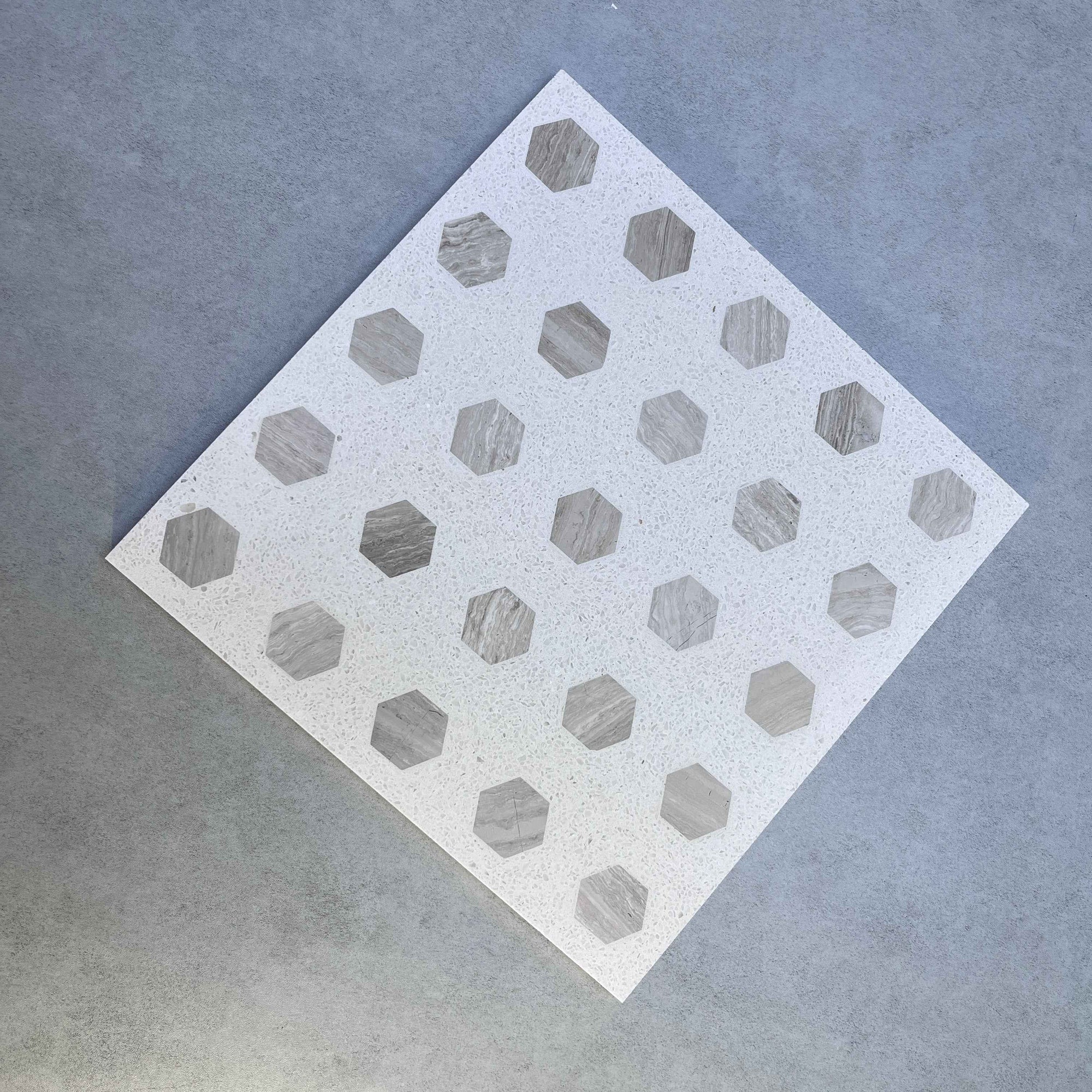 Hexagonal Woodgrain Marble Mosaic Panels | ML-OT056 丨Mosaic Large Aggregate Terrazzo