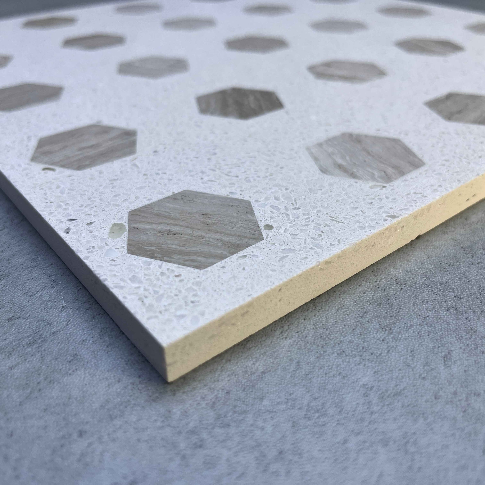 Hexagonal Woodgrain Marble Mosaic Panels | ML-OT056 丨Mosaic Large Aggregate Terrazzo