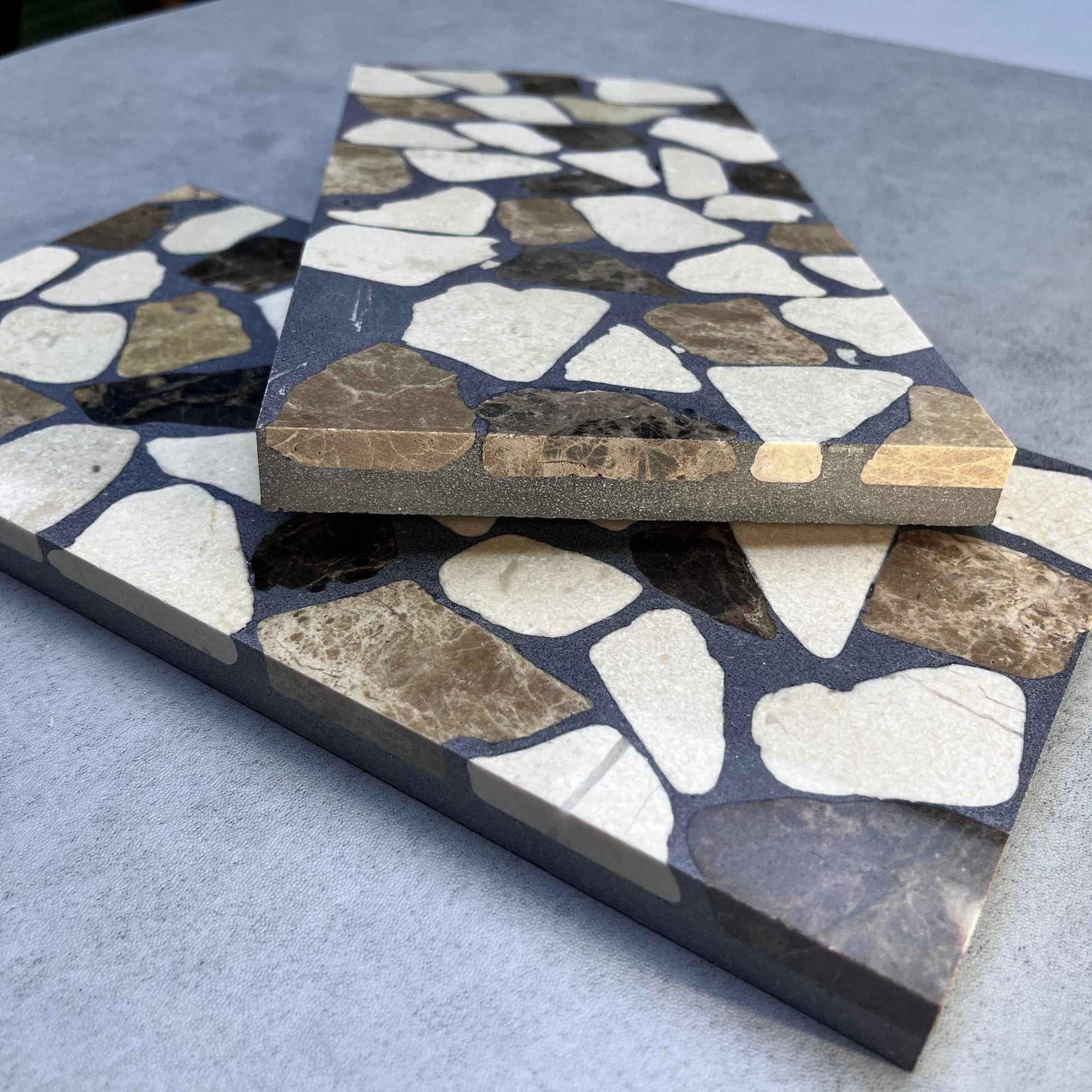 Black & Tri-Color Marble Mosaic Panels | ML-OT058 丨Mosaic Large Aggregate Terrazzo