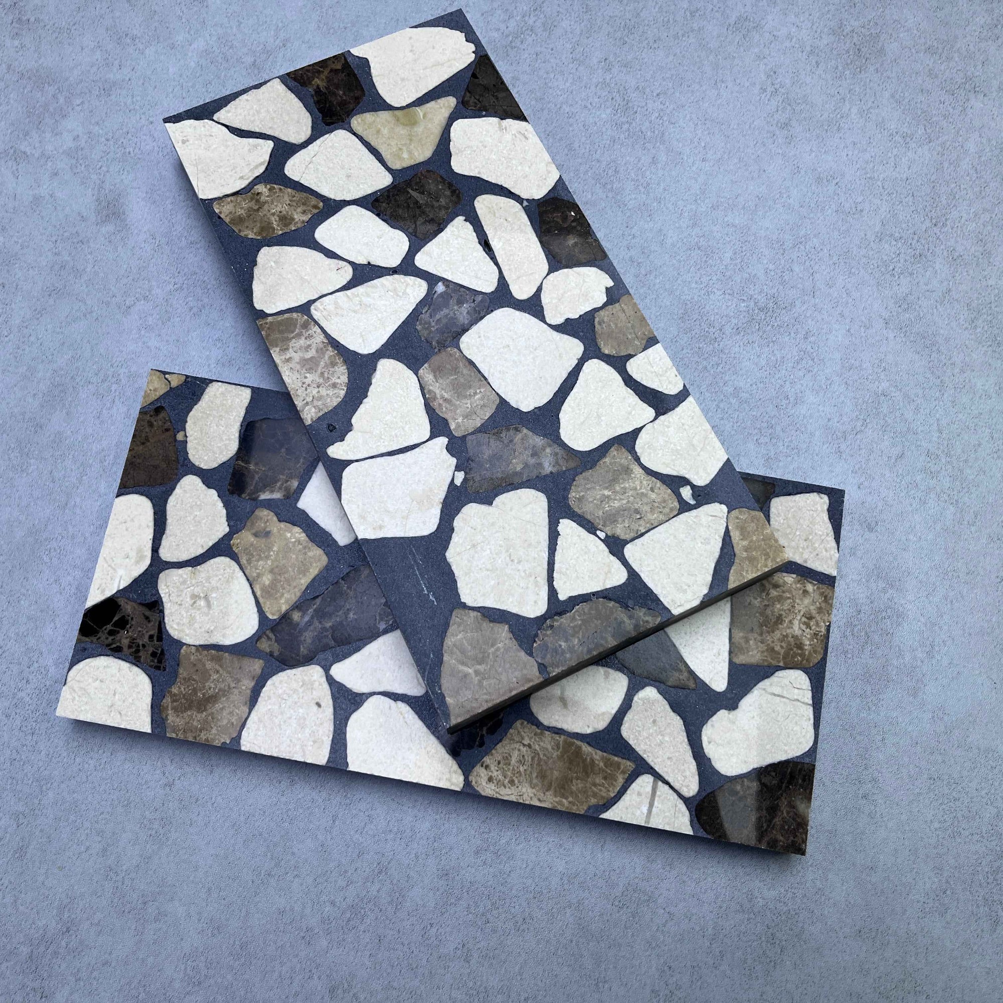 Black & Tri-Color Marble Mosaic Panels | ML-OT058 丨Mosaic Large Aggregate Terrazzo