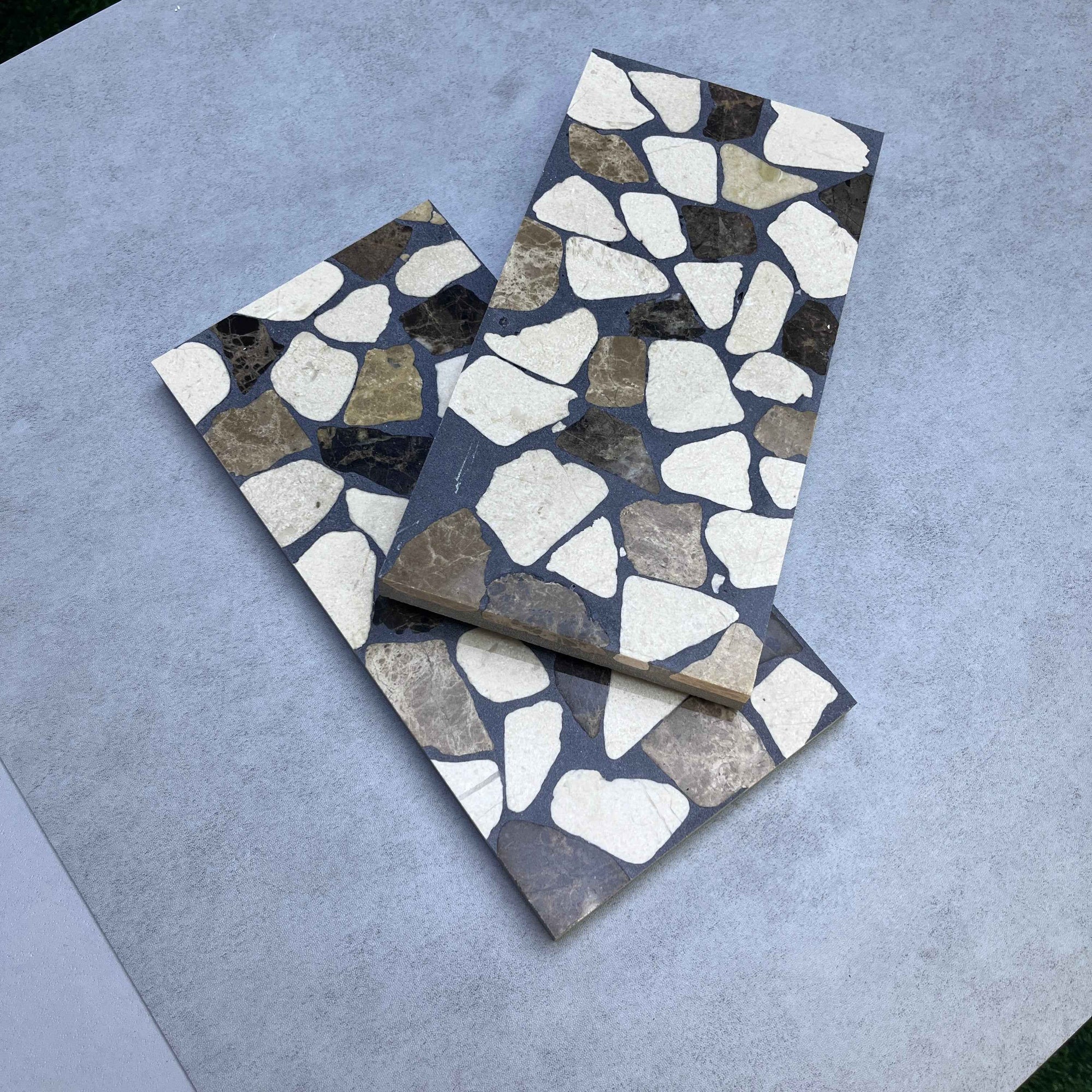Black & Tri-Color Marble Mosaic Panels | ML-OT058 丨Mosaic Large Aggregate Terrazzo