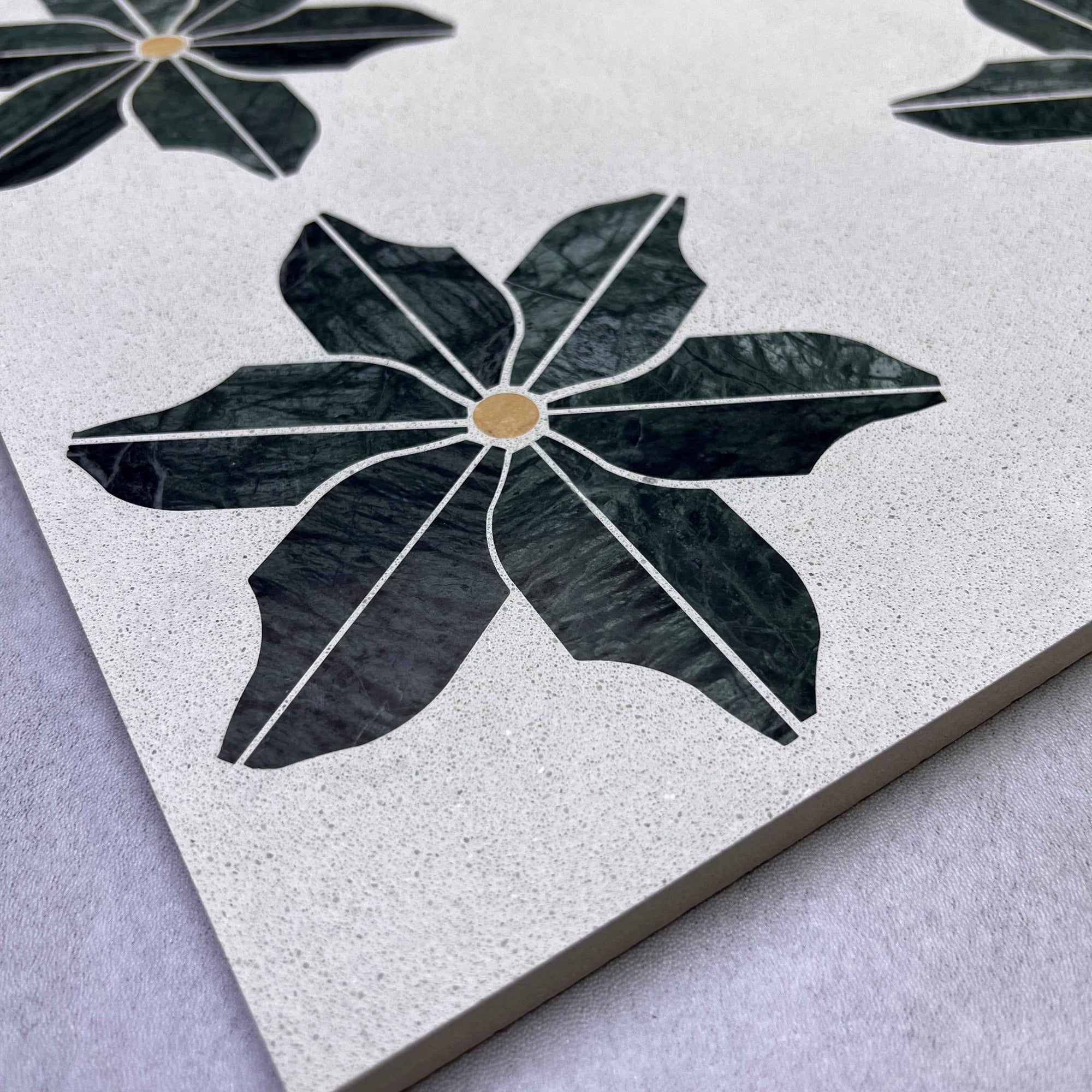 Handcrafted Maple Leaf Gray Marble Mosaic Panels | ML-OT070 丨Mosaic Large Aggregate Terrazzo