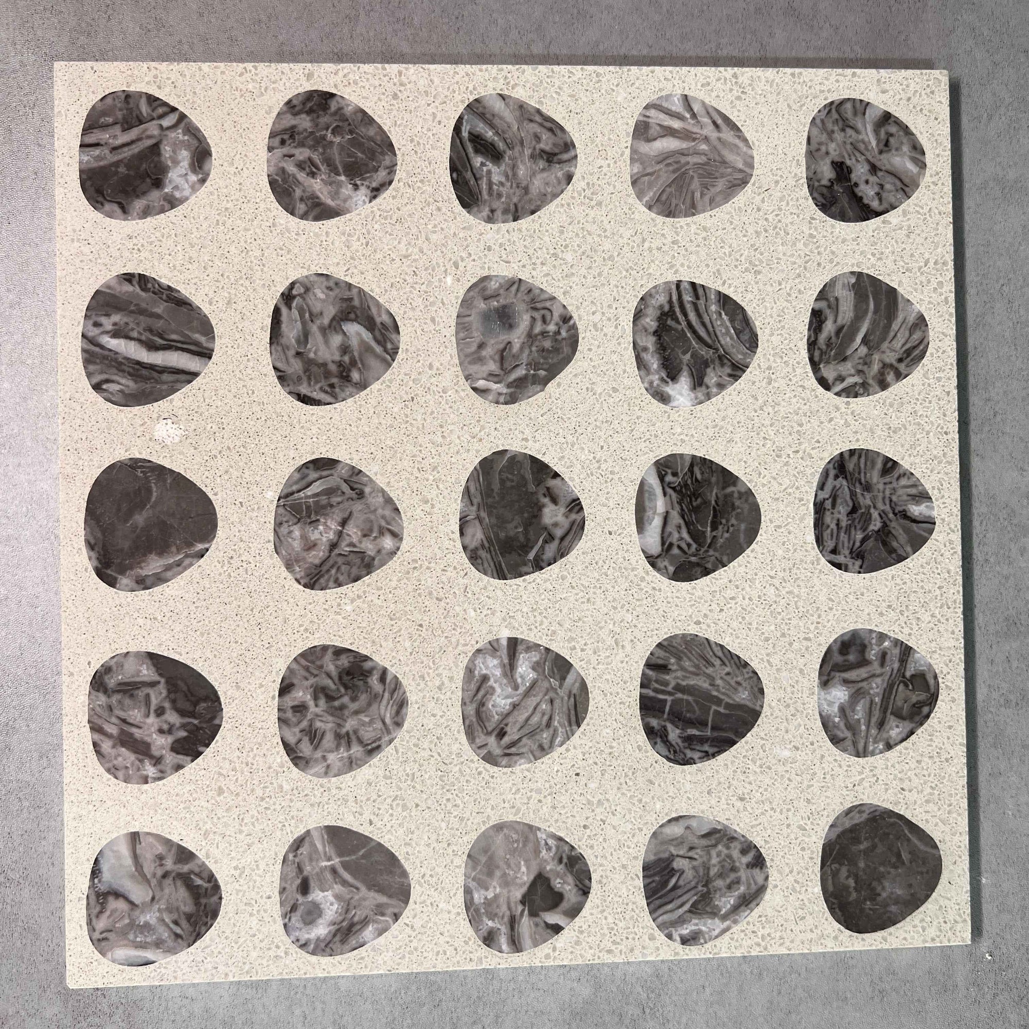 Dripping Gray Marble Mosaic Panels | ML-OT061 丨Mosaic Large Aggregate Terrazzo