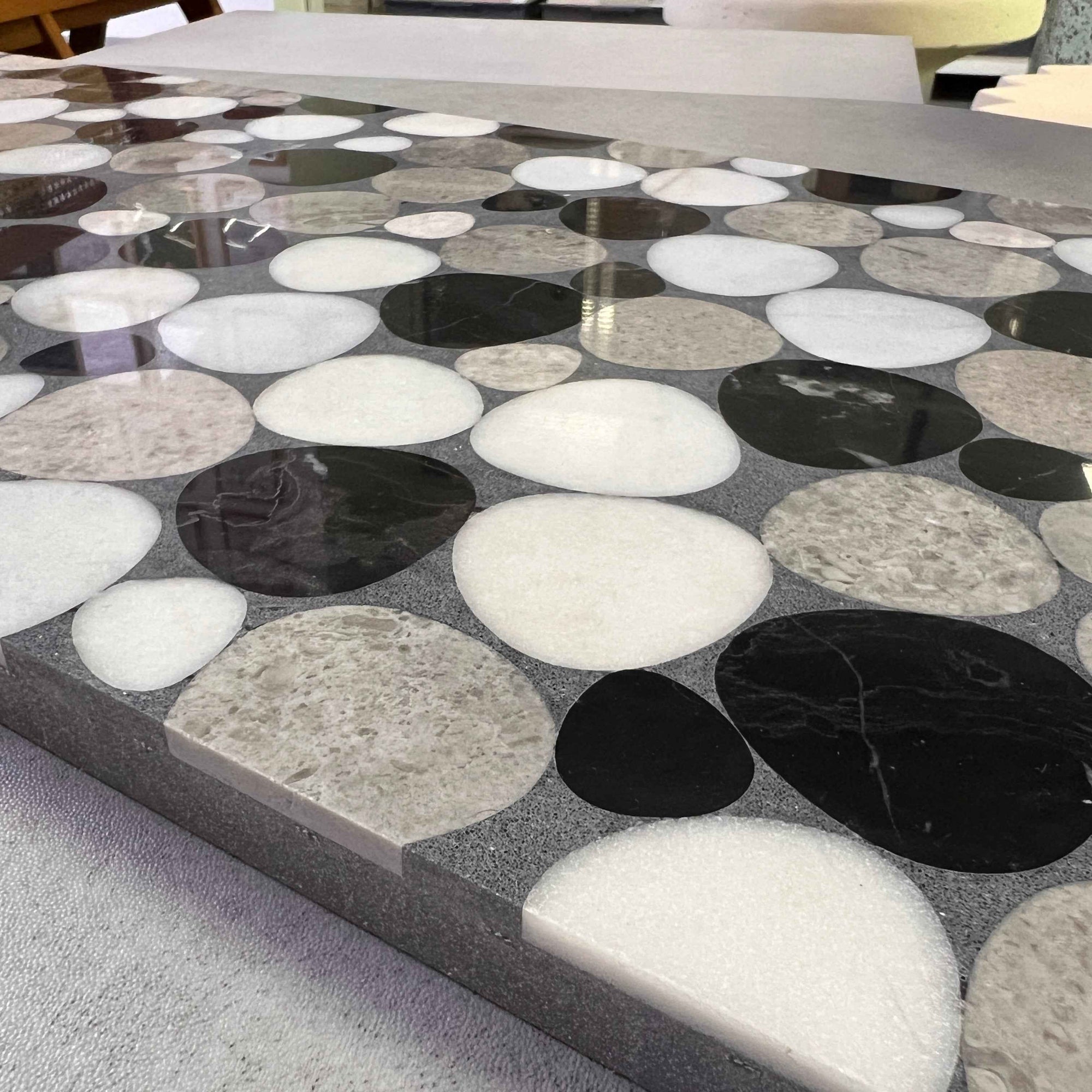 Handcrafted Black White Gray Marble Mosaic Panels | ML-OT069 丨Mosaic Large Aggregate Terrazzo