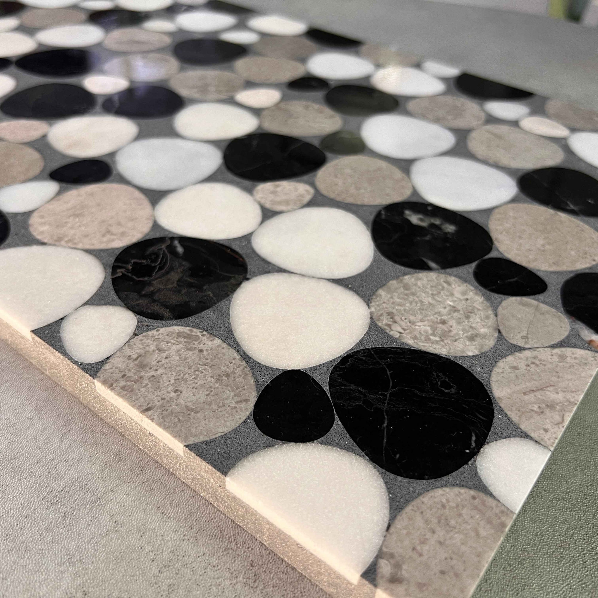 Handcrafted Black White Gray Marble Mosaic Panels | ML-OT069 丨Mosaic Large Aggregate Terrazzo
