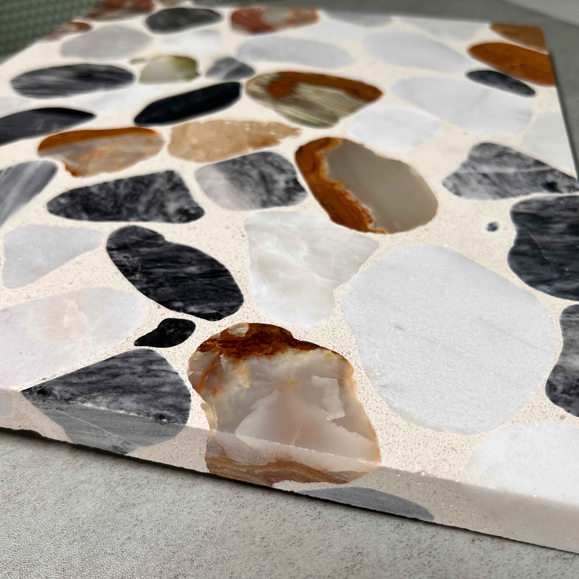 Elliptical Multi-Colored Marble Mosaic Panels | ML-OT064 丨Mosaic Large Aggregate Terrazzo