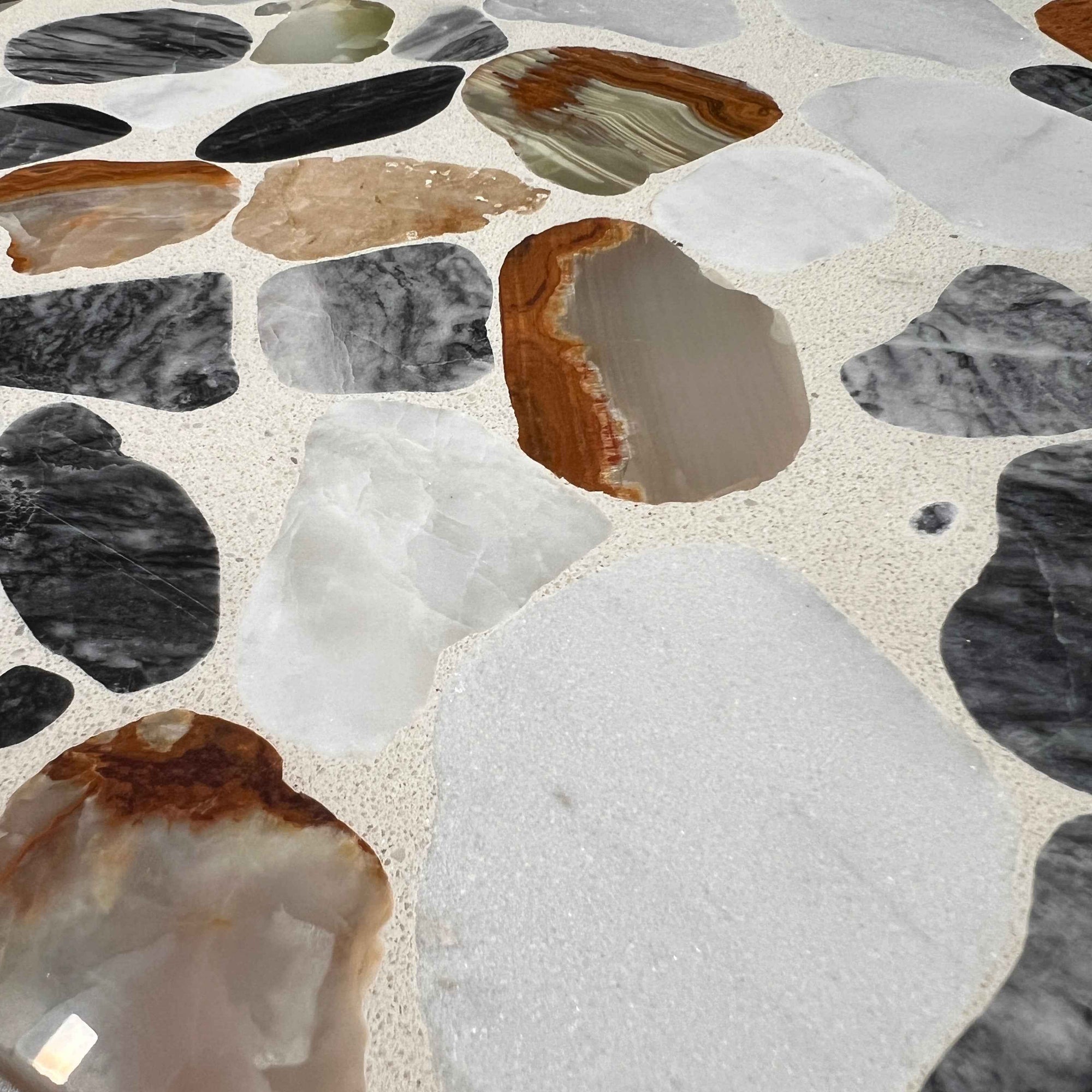 Elliptical Multi-Colored Marble Mosaic Panels | ML-OT064 丨Mosaic Large Aggregate Terrazzo