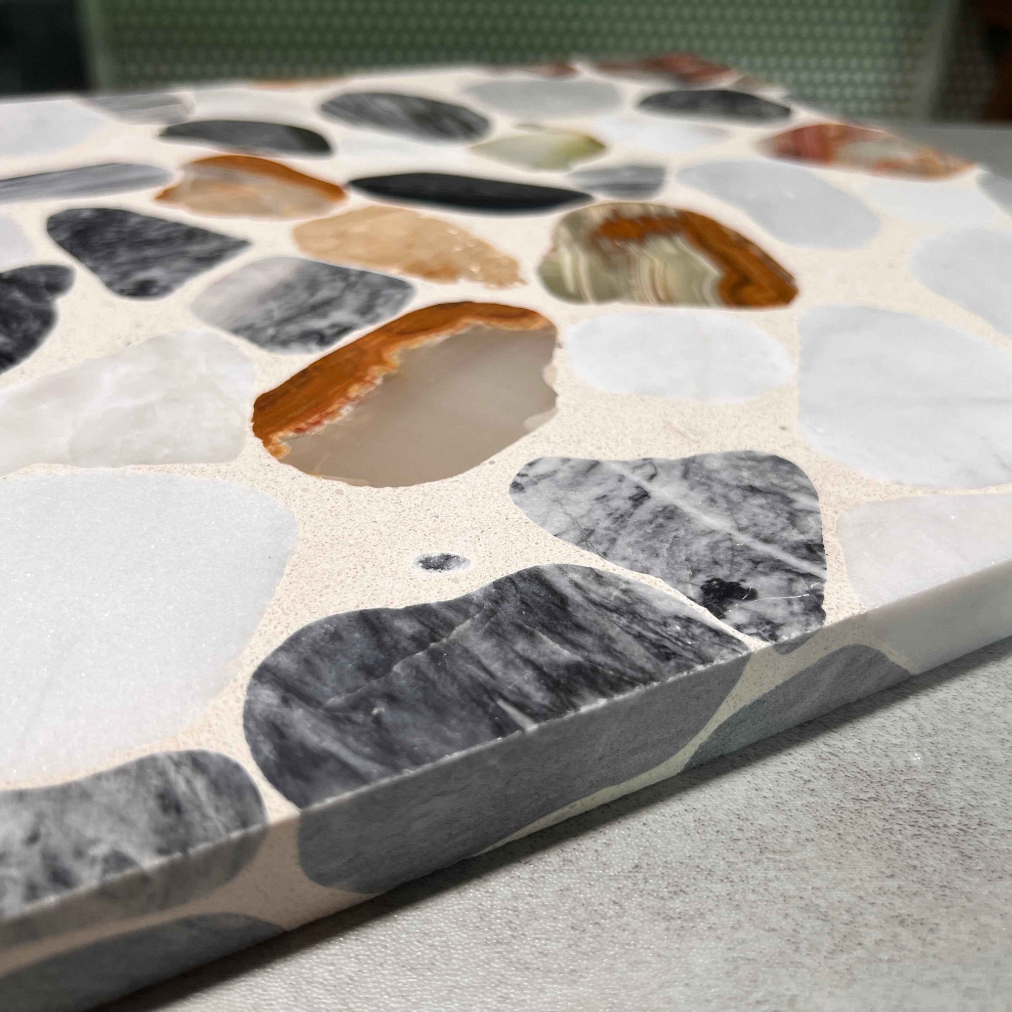 Elliptical Multi-Colored Marble Mosaic Panels | ML-OT064 丨Mosaic Large Aggregate Terrazzo