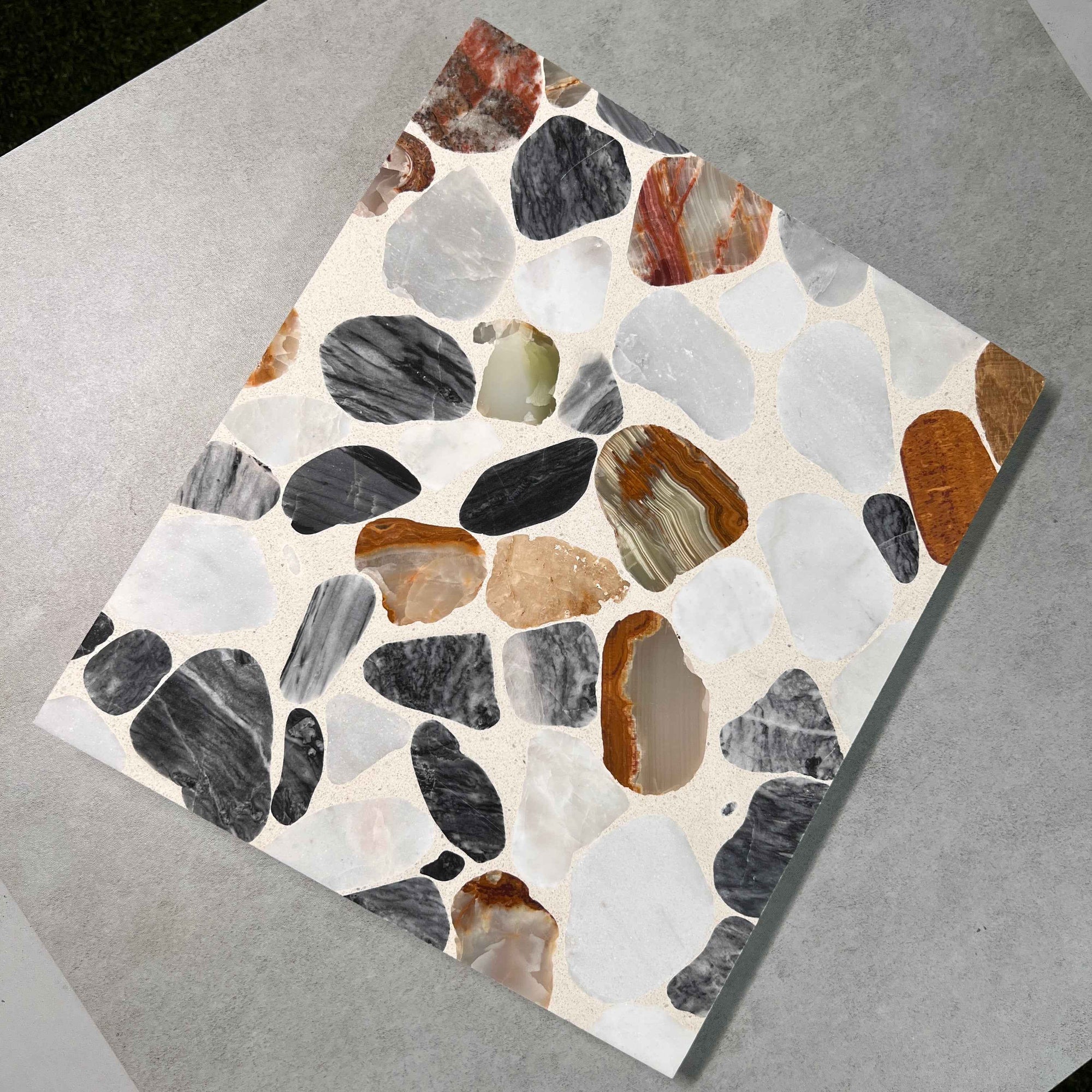 Elliptical Multi-Colored Marble Mosaic Panels | ML-OT064 丨Mosaic Large Aggregate Terrazzo