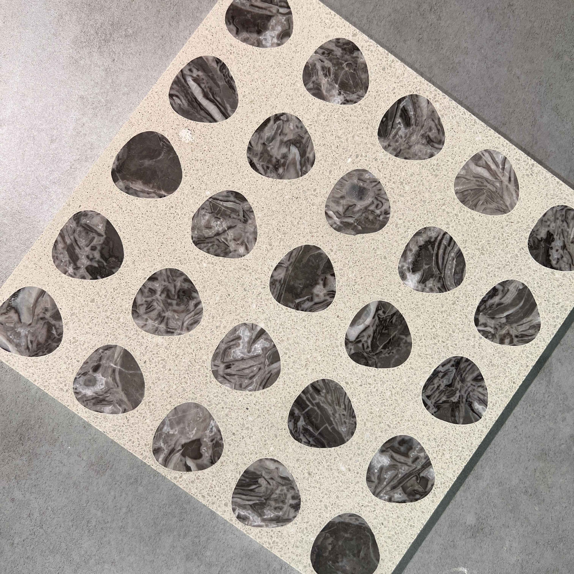 Dripping Gray Marble Mosaic Panels | ML-OT061 丨Mosaic Large Aggregate Terrazzo