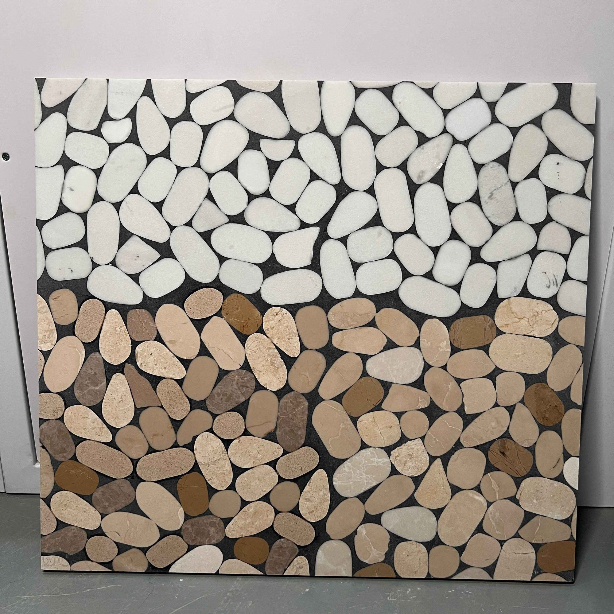Elliptical White Yellow Marble Mosaic Panels | ML-OT060 丨Mosaic Large Aggregate Terrazzo