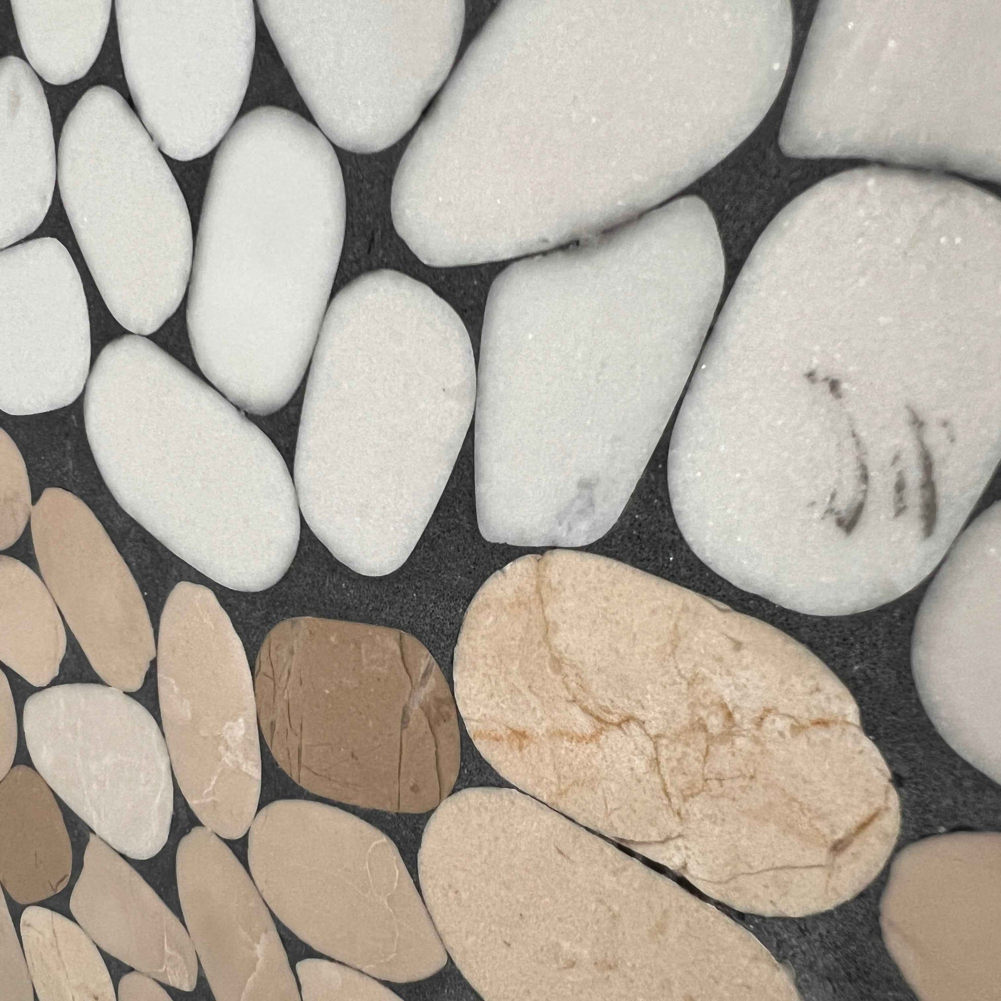 Elliptical White Yellow Marble Mosaic Panels | ML-OT060 丨Mosaic Large Aggregate Terrazzo