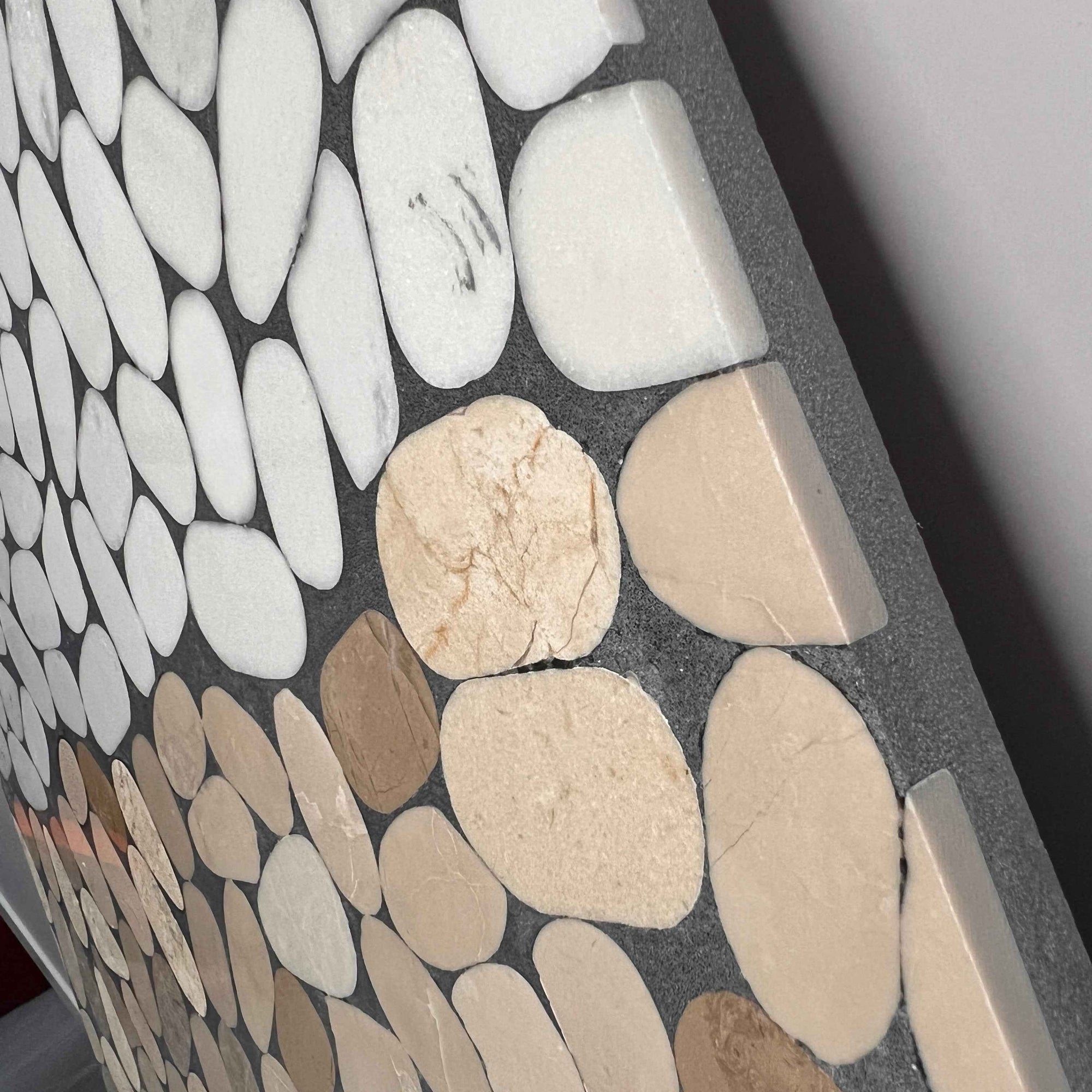 Elliptical White Yellow Marble Mosaic Panels | ML-OT060 丨Mosaic Large Aggregate Terrazzo