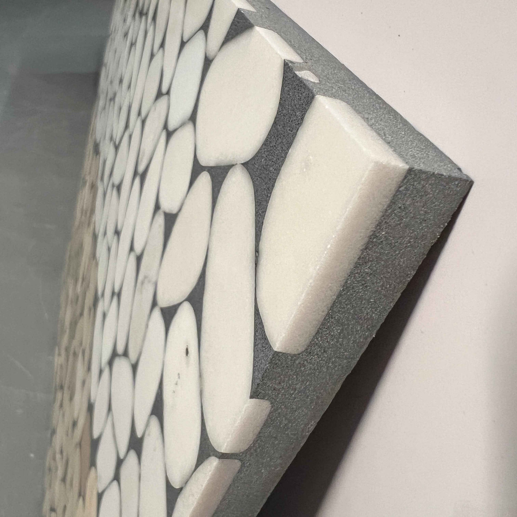 Elliptical White Yellow Marble Mosaic Panels | ML-OT060 丨Mosaic Large Aggregate Terrazzo