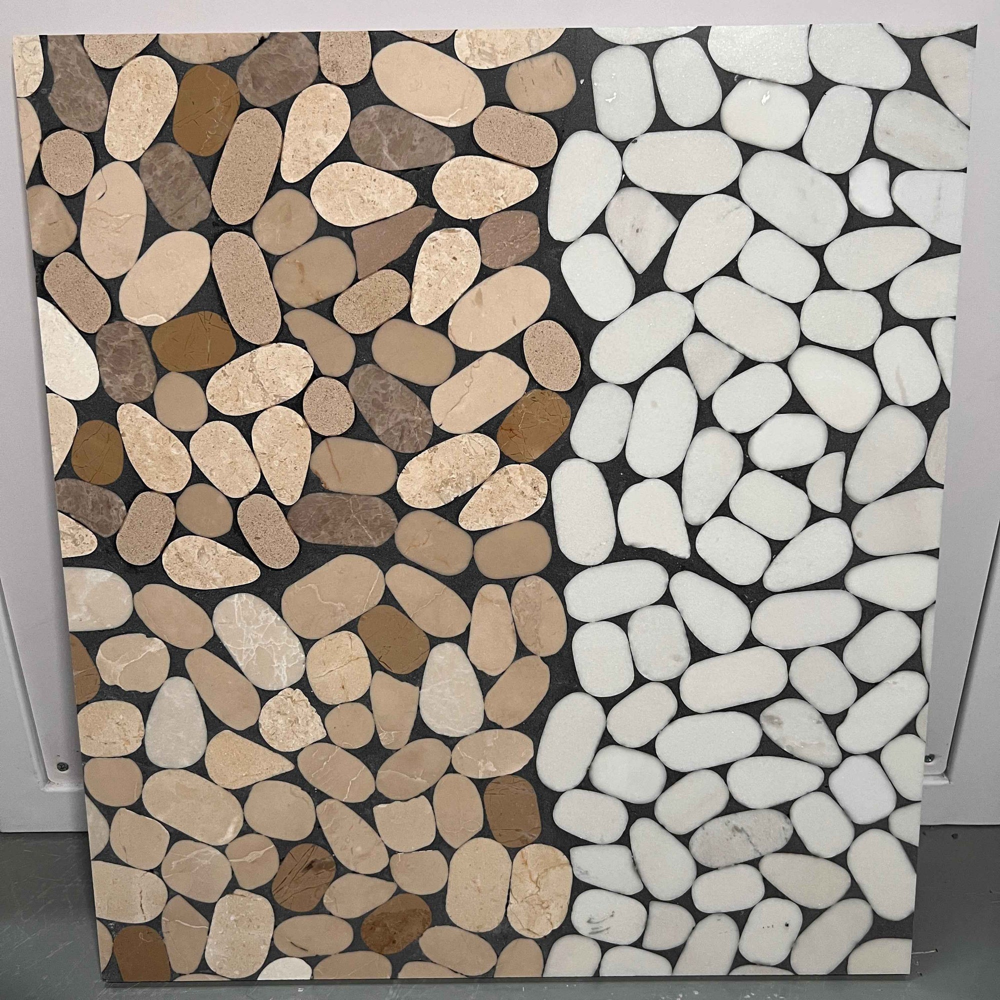 Elliptical White Yellow Marble Mosaic Panels | ML-OT060 丨Mosaic Large Aggregate Terrazzo