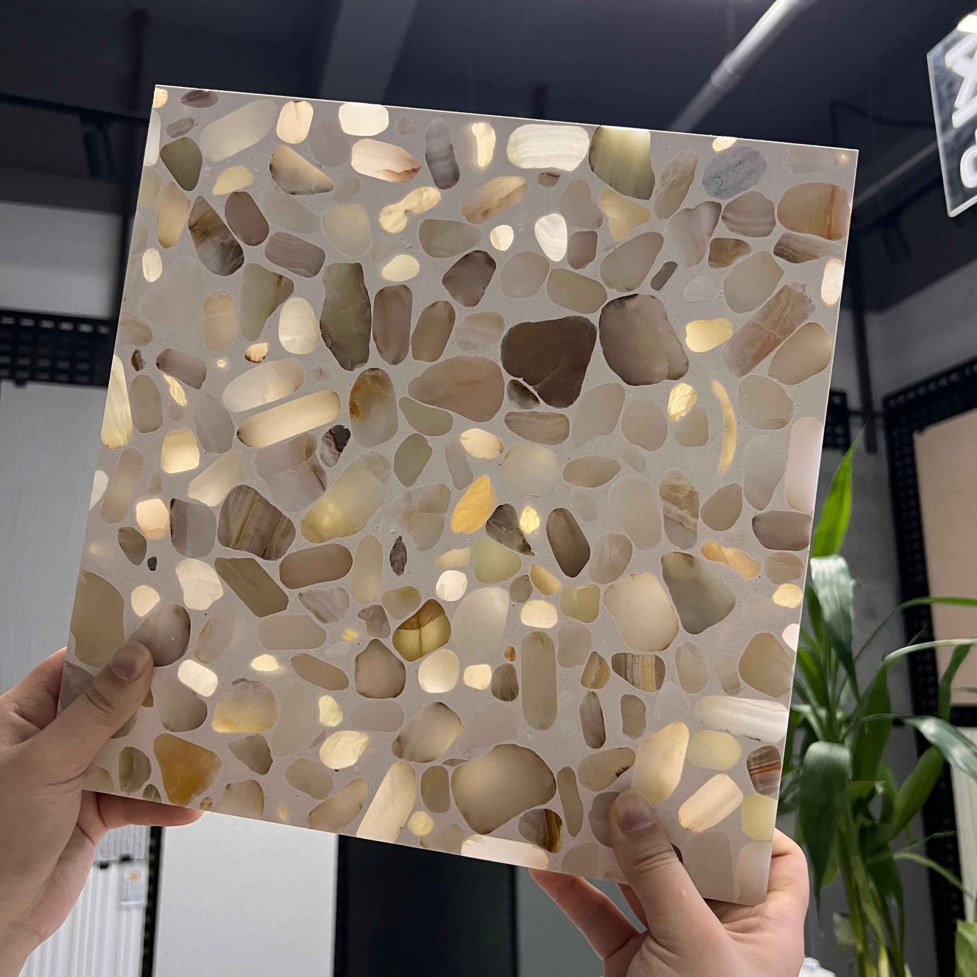 Warm Translucent Jade Mosaic Panels | ML-OT057 丨Mosaic Large Aggregate Terrazzo