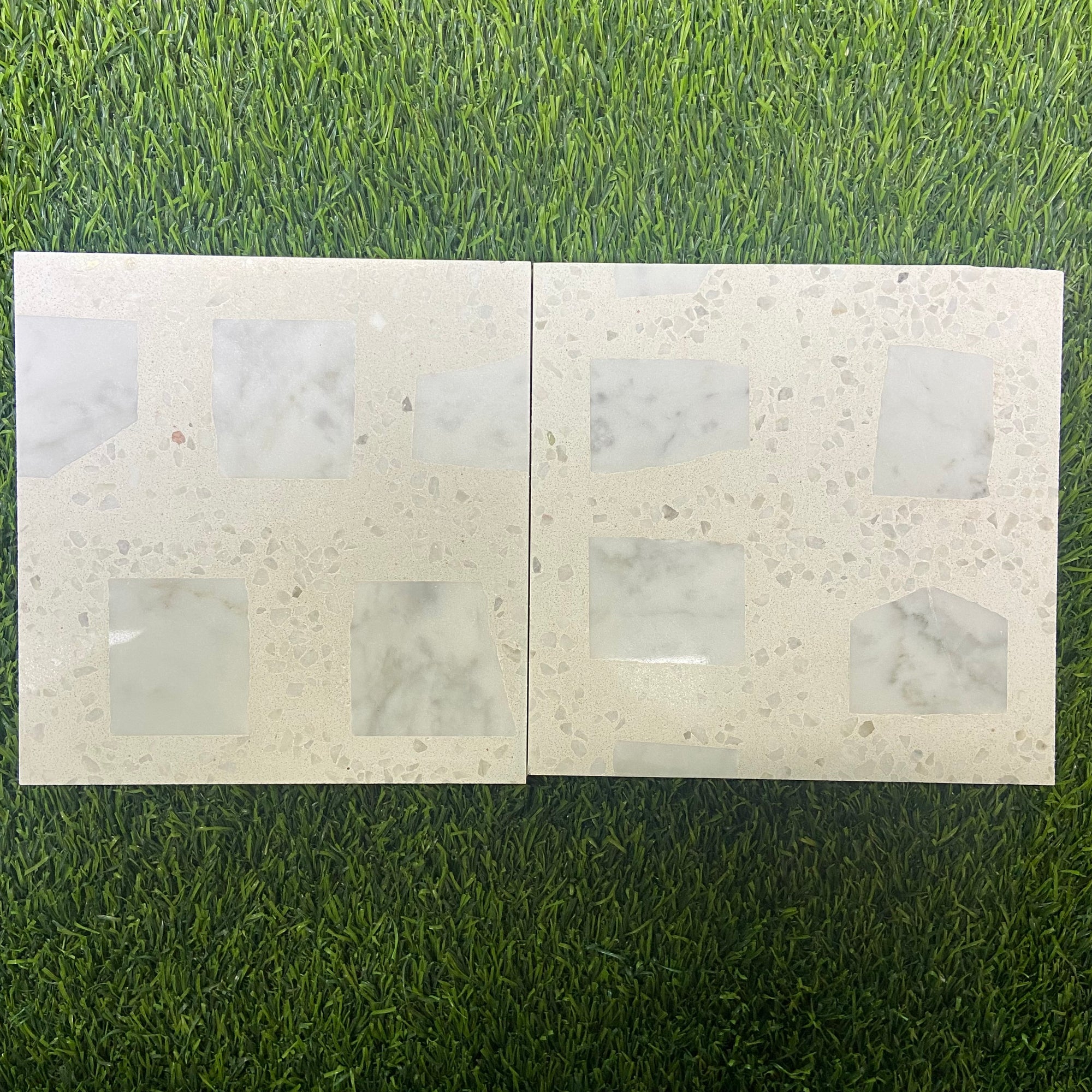 Warm white base color & white marble terrazzo