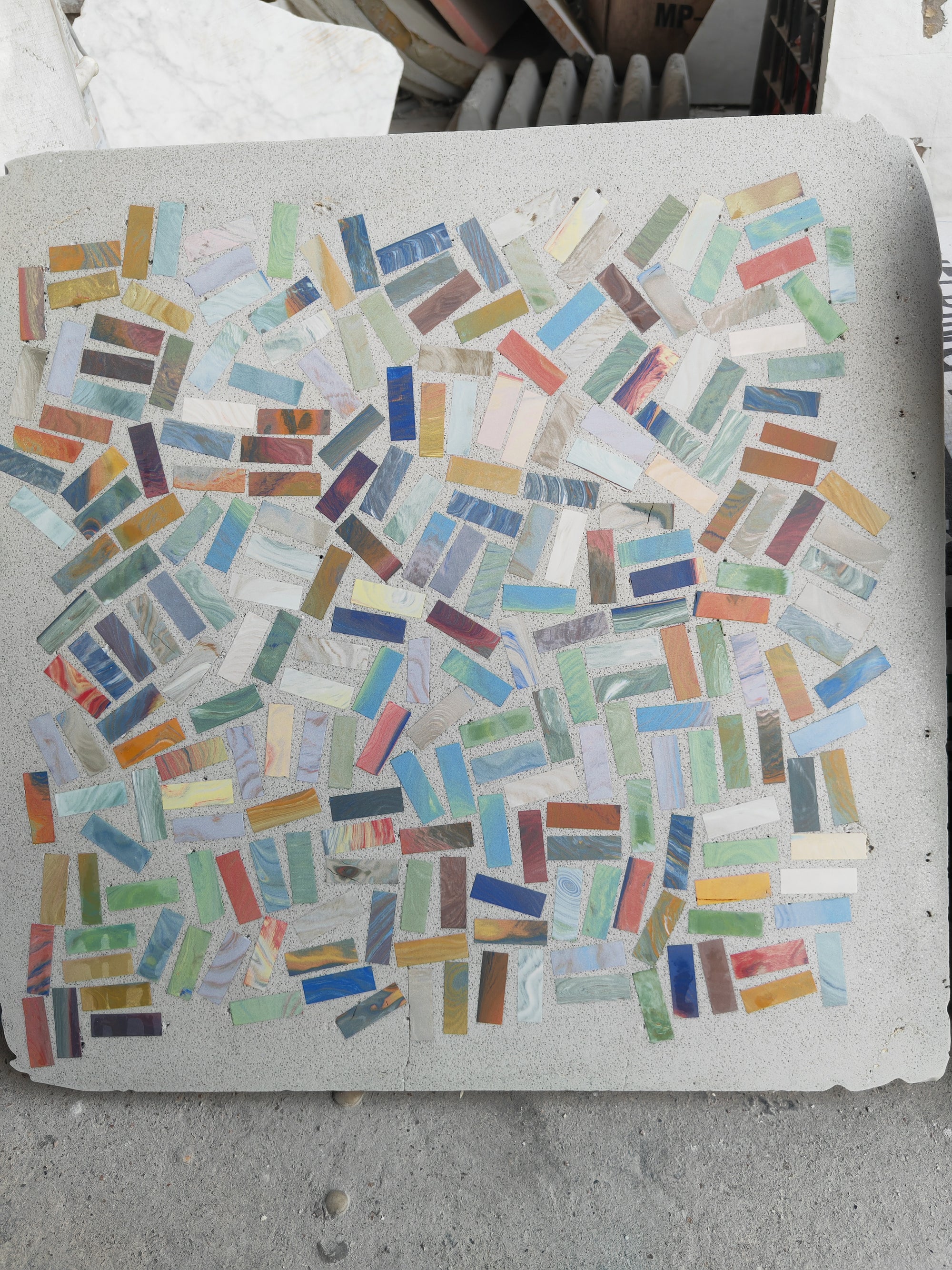 Colored mica mosaic terrazzo, coffee shop floor