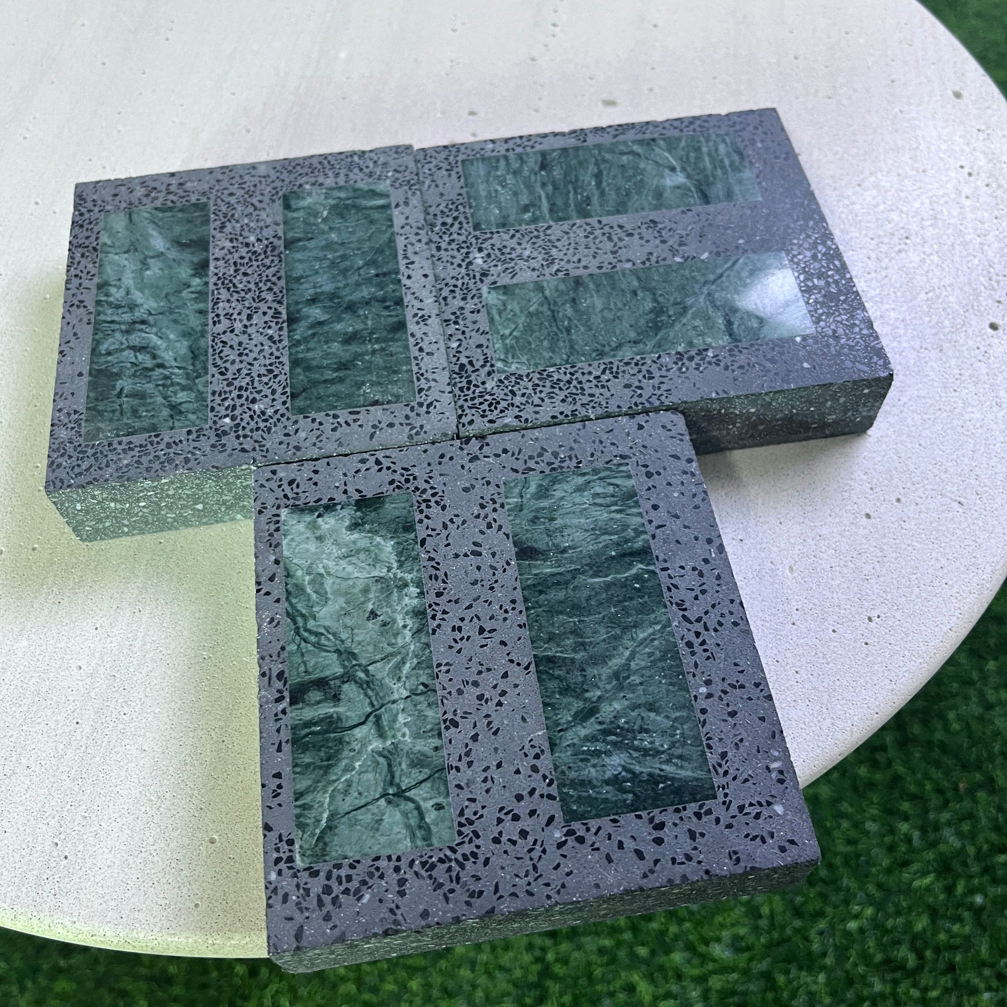 Large flower green marble terrazzo, indoor living room floor