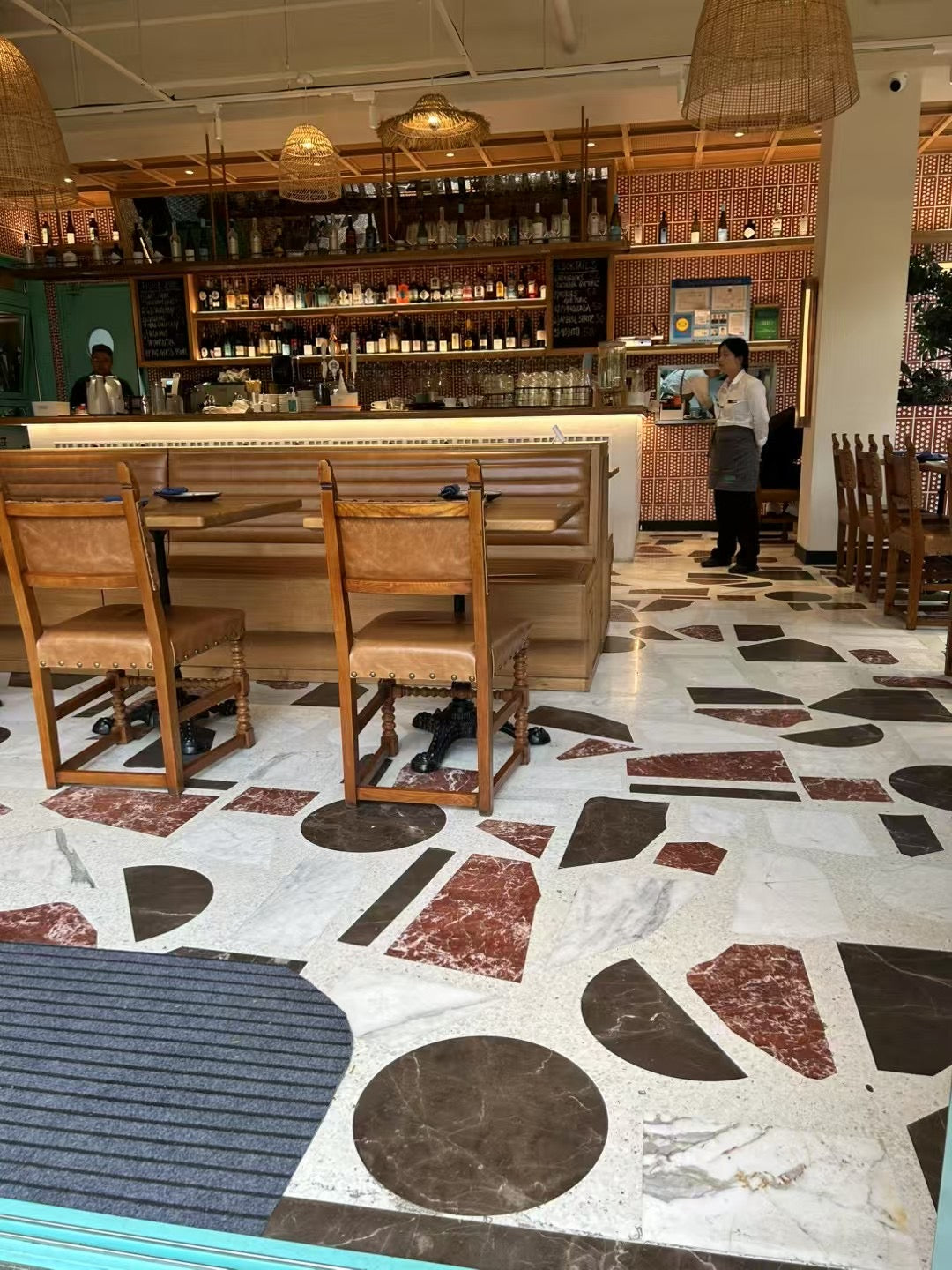 Bar floor dark brown marble terrazzo