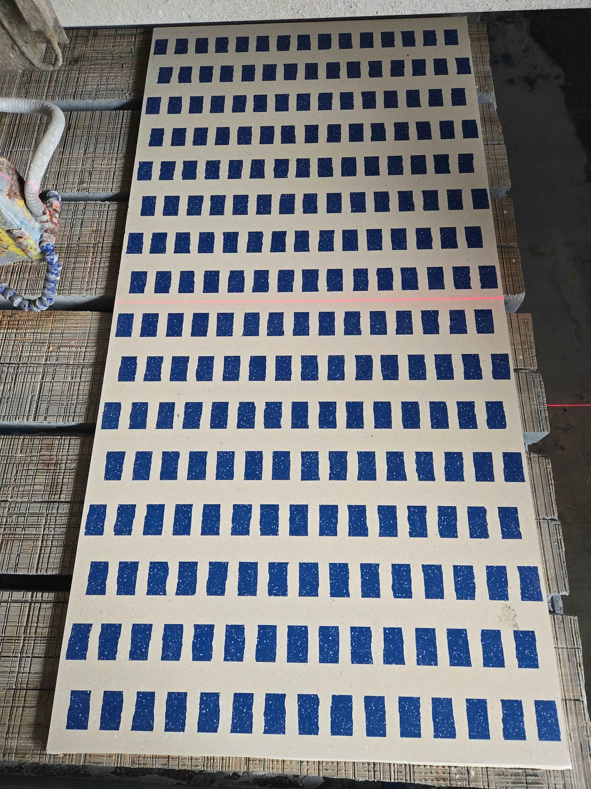 Blue aggregate mosaic terrazzo