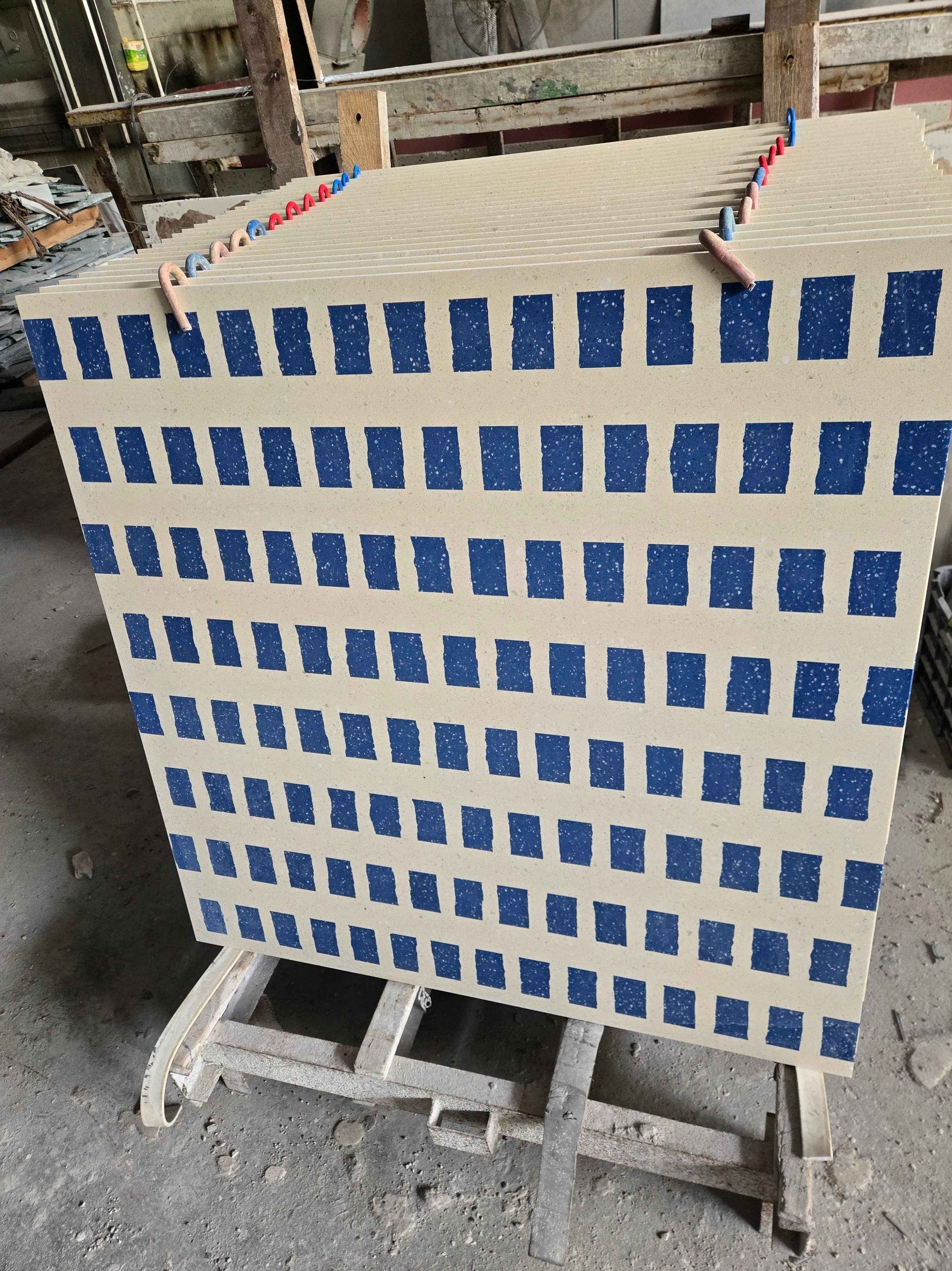 Blue aggregate mosaic terrazzo