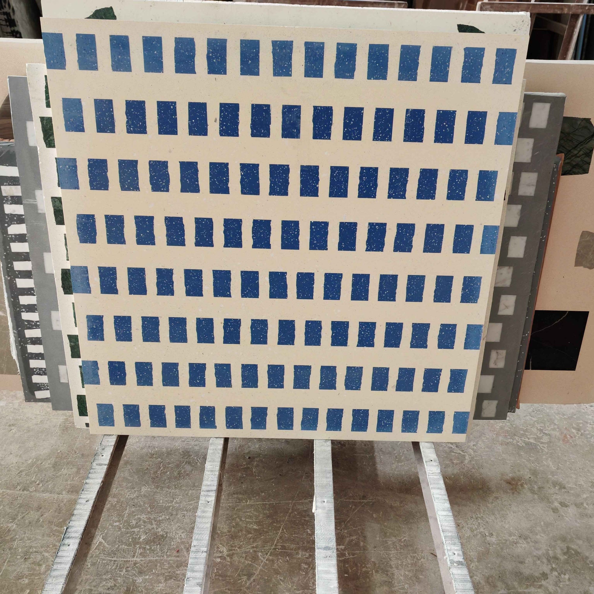 Blue aggregate mosaic terrazzo