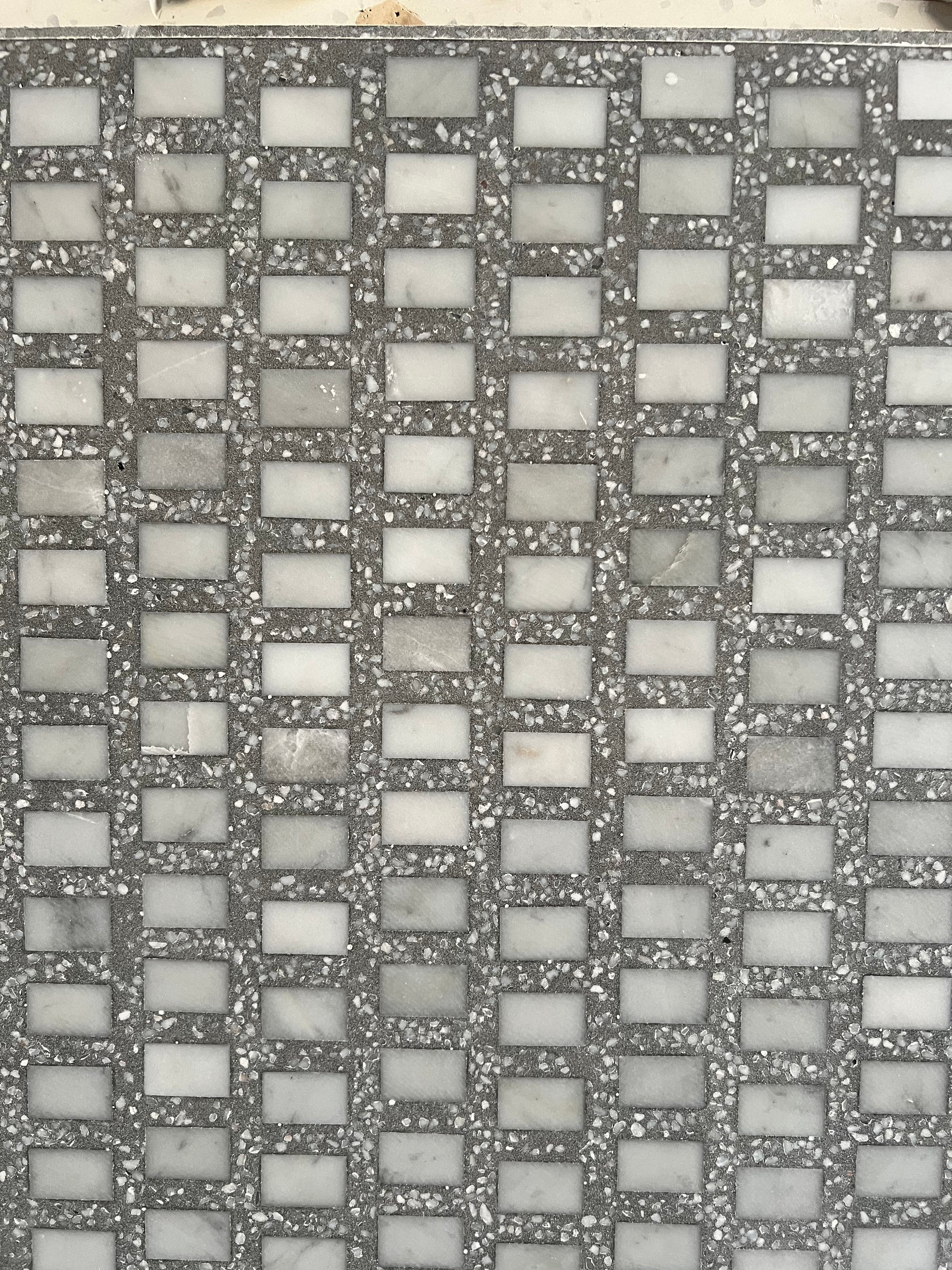 White gravel & white marble terrazzo, outdoor floor