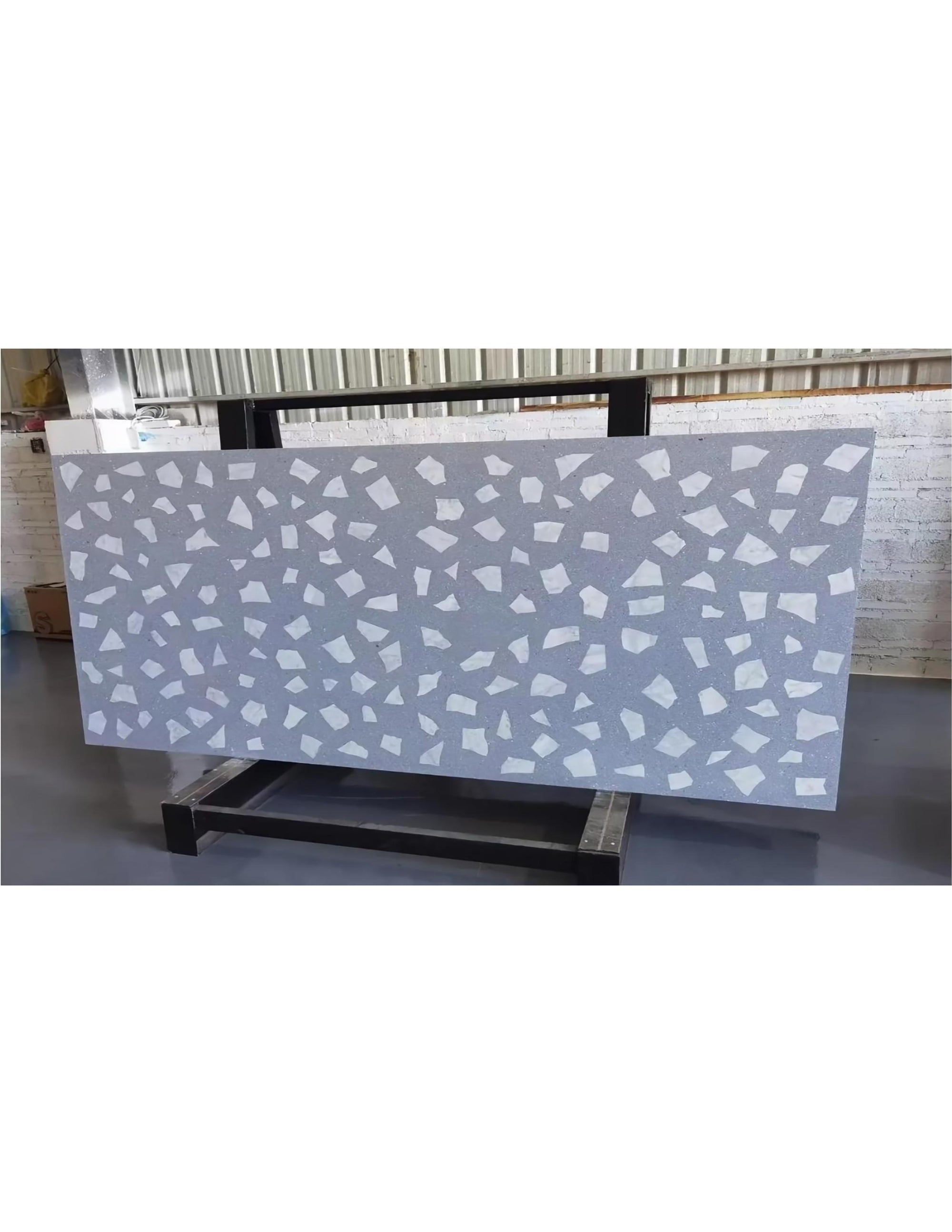 Handmade White Marble Blue Gray Terrazzo