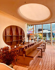 Milk tea shop floor red brick mosaic terrazzo